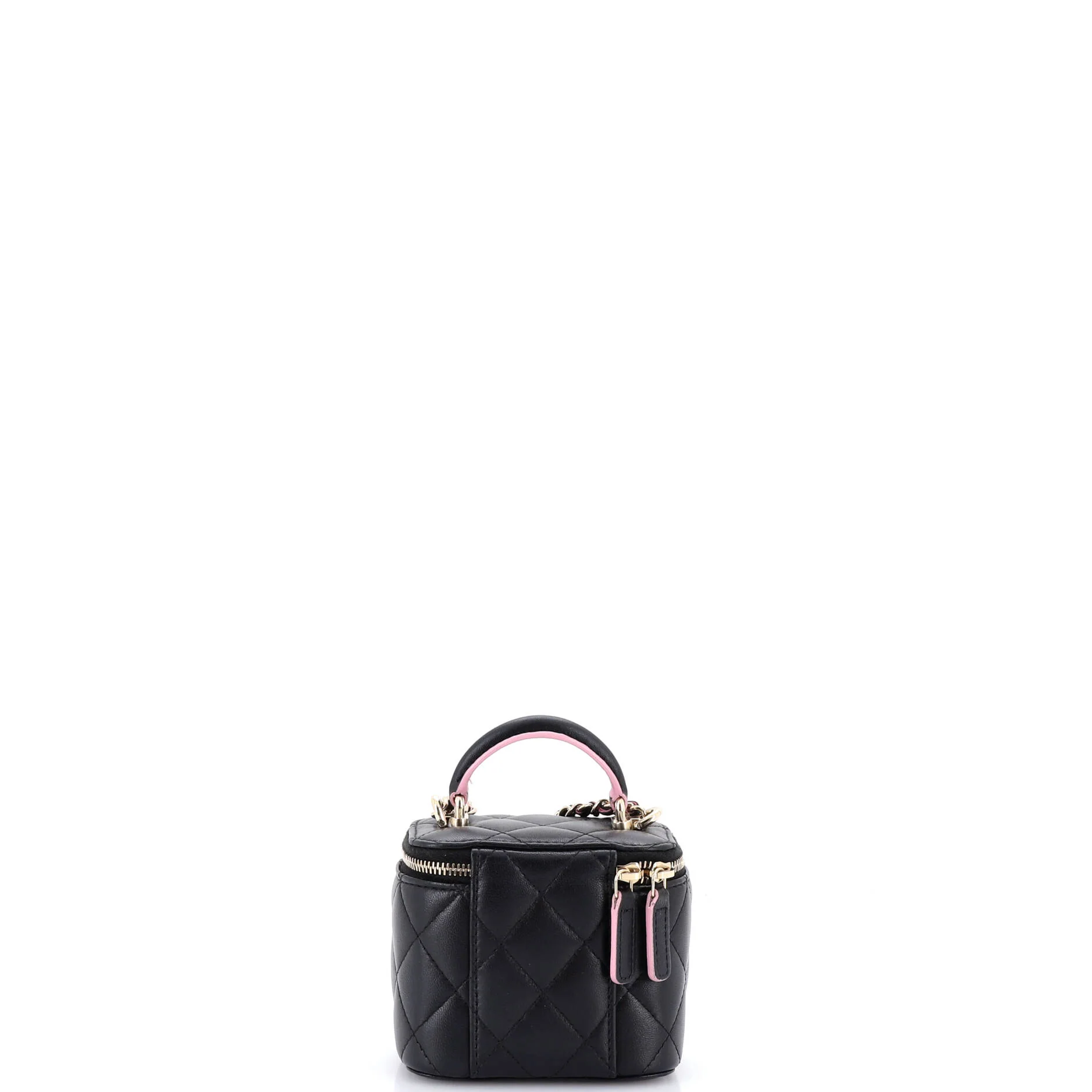 Classic Top Handle Vanity Case with Chain Quilted Lambskin Mini - Image 3