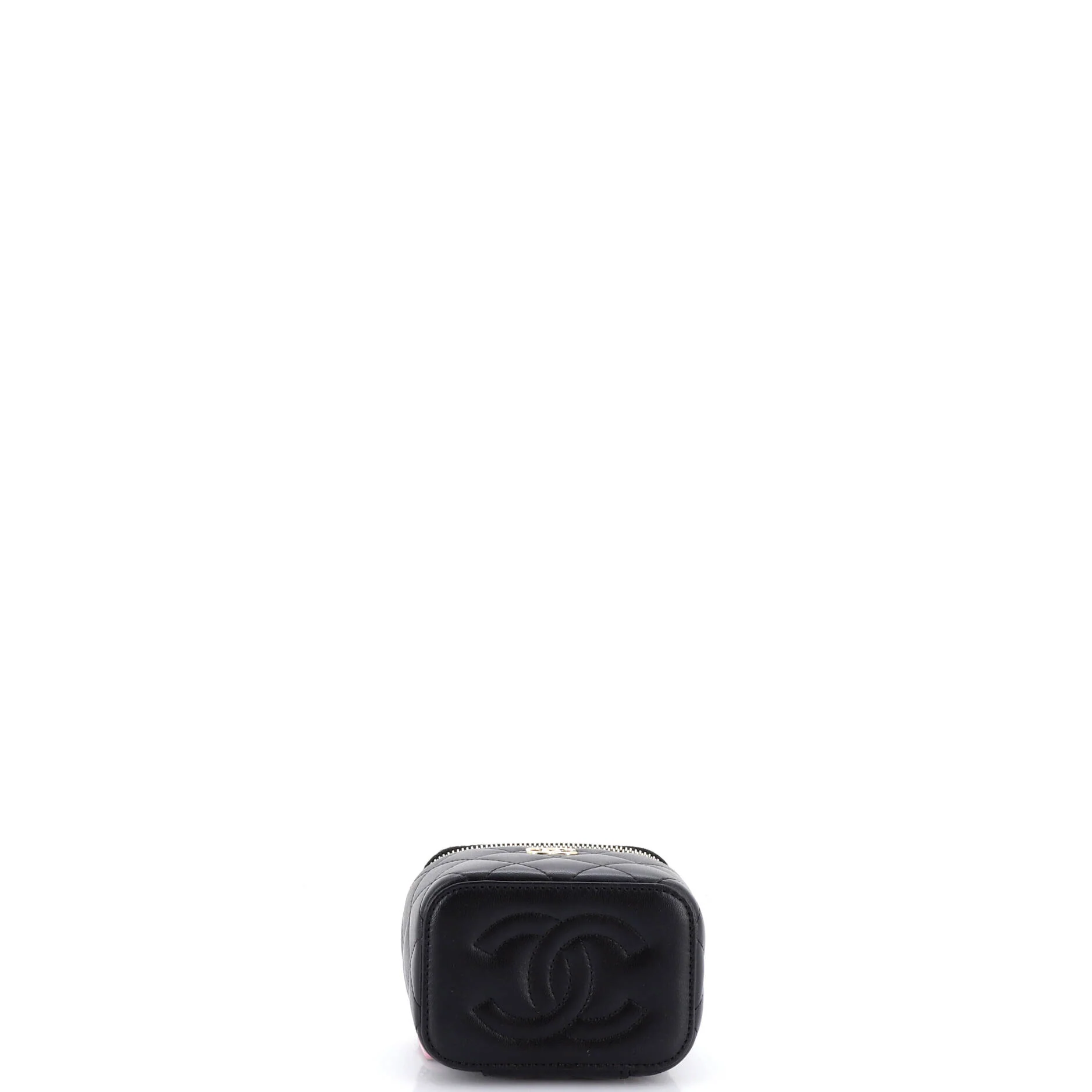 Classic Top Handle Vanity Case with Chain Quilted Lambskin Mini - Image 4