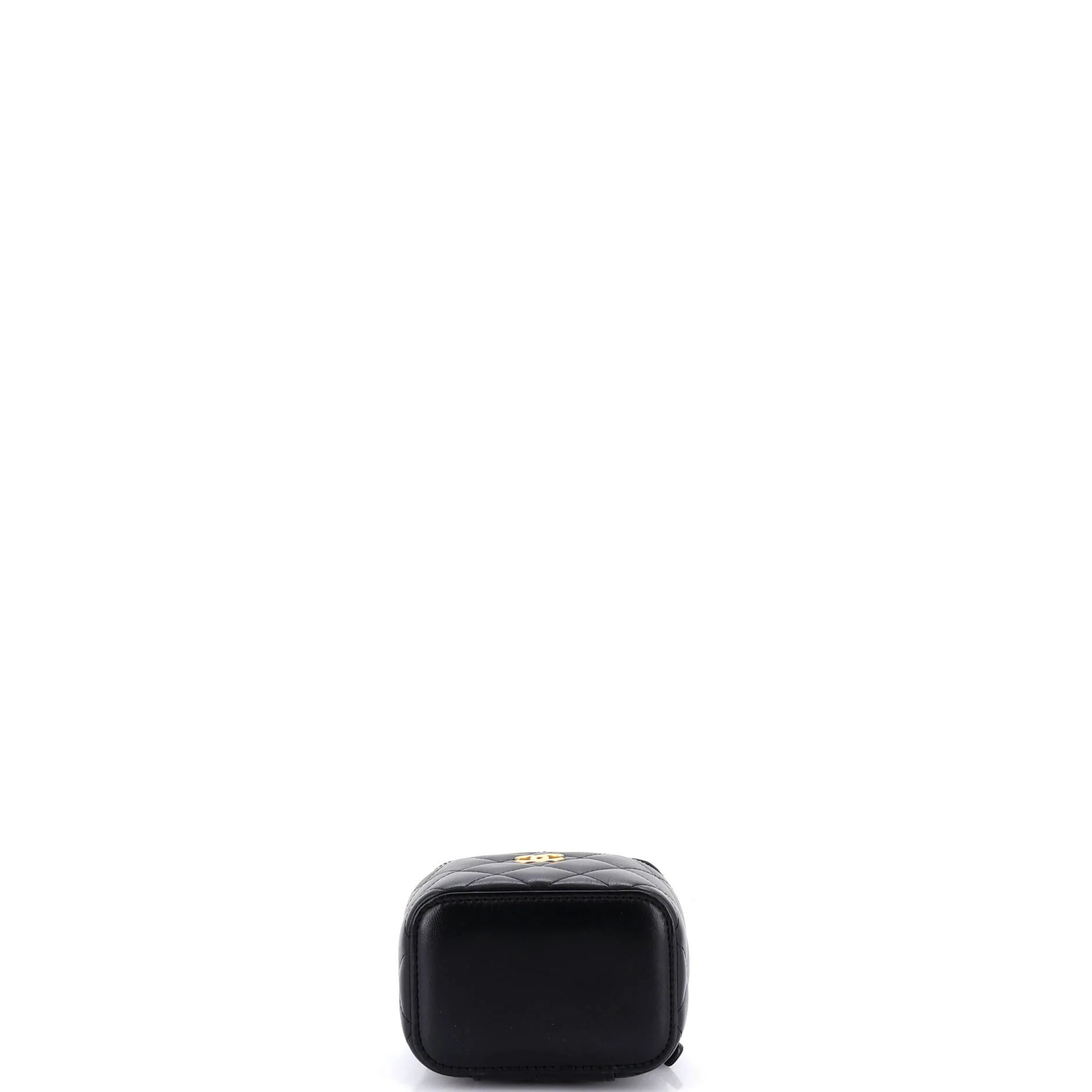Classic Top Handle Vanity Case with Chain Quilted Lambskin Mini - Image 4