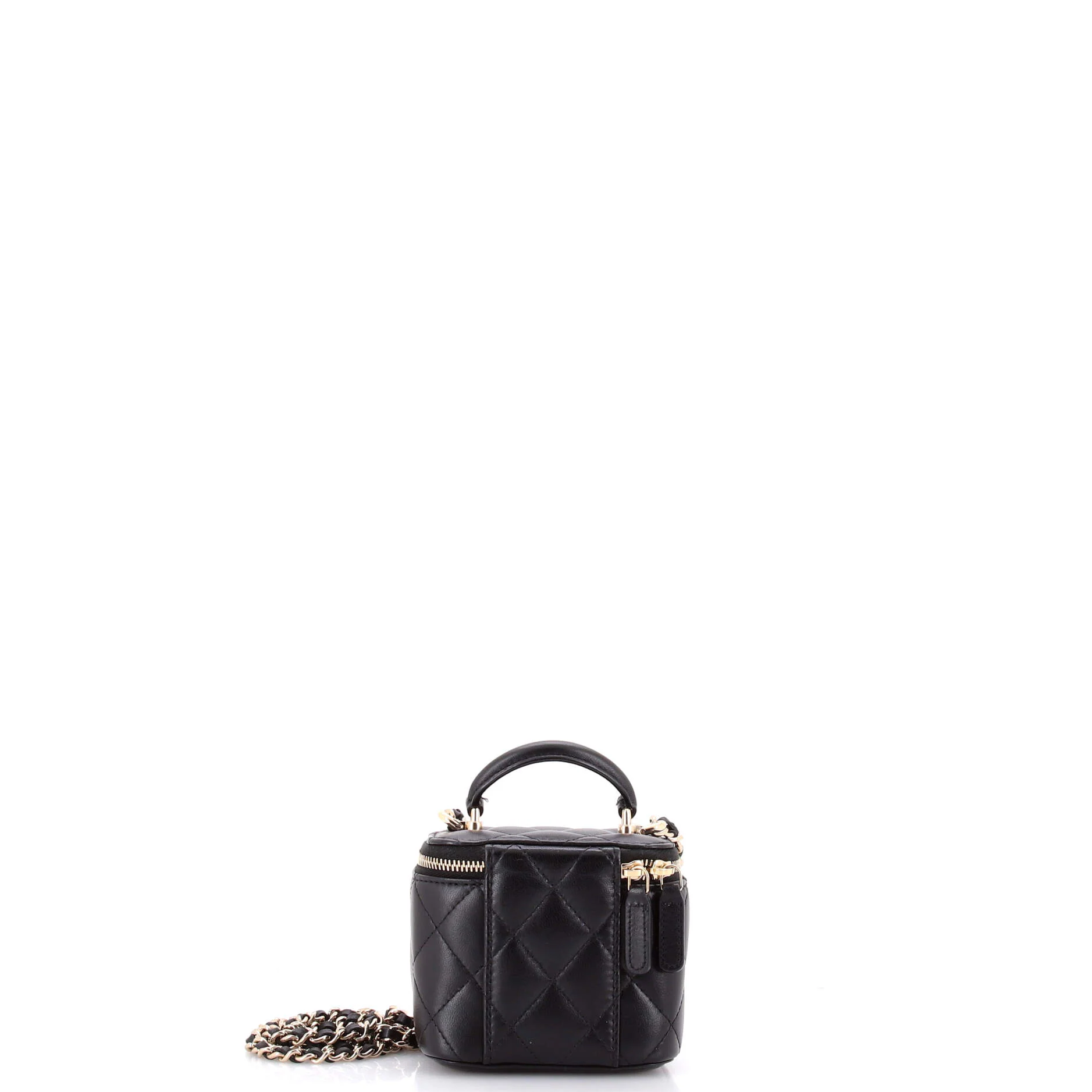 Classic Top Handle Vanity Case with Chain Quilted Lambskin Mini - Image 3