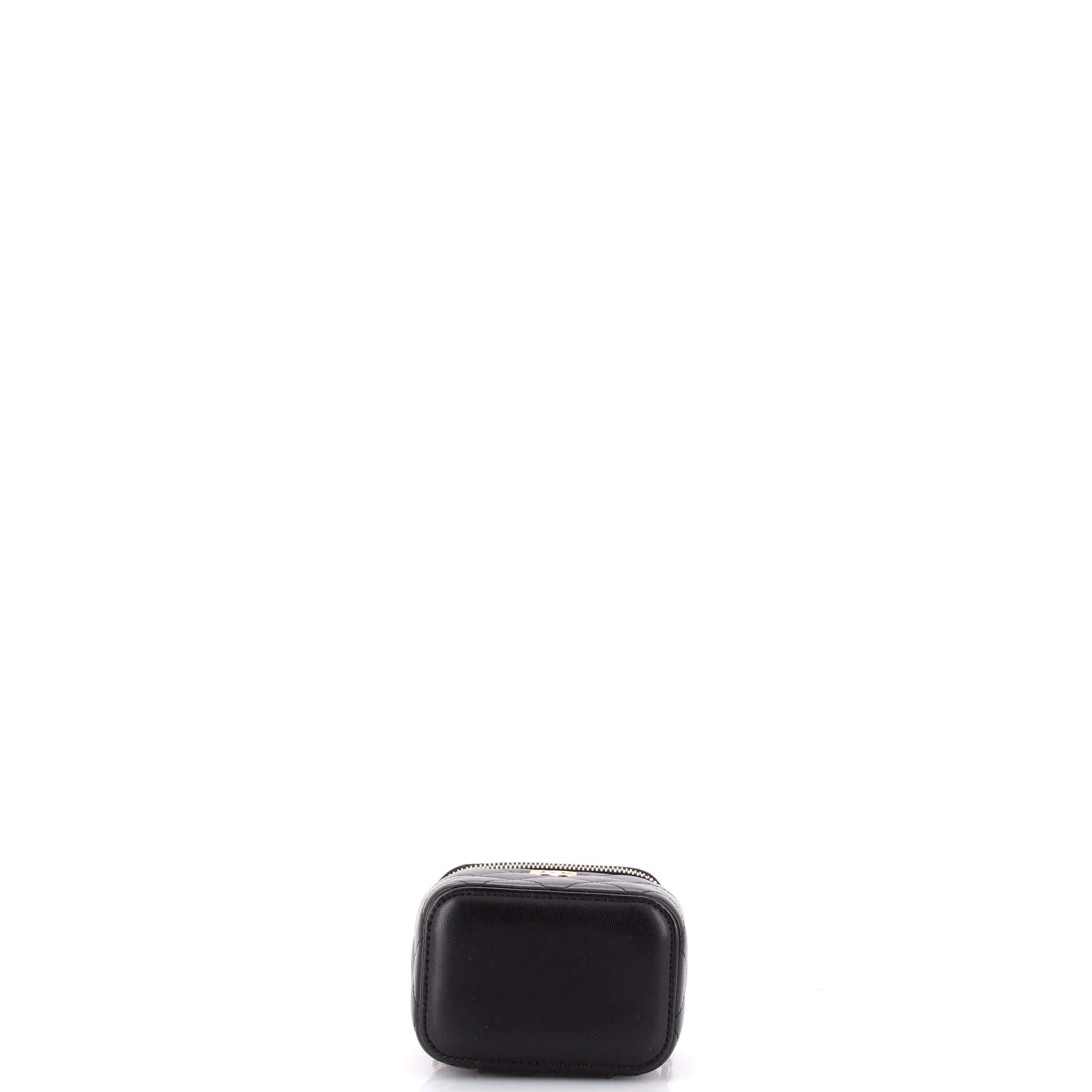 Classic Top Handle Vanity Case with Chain Quilted Lambskin Mini - Image 4
