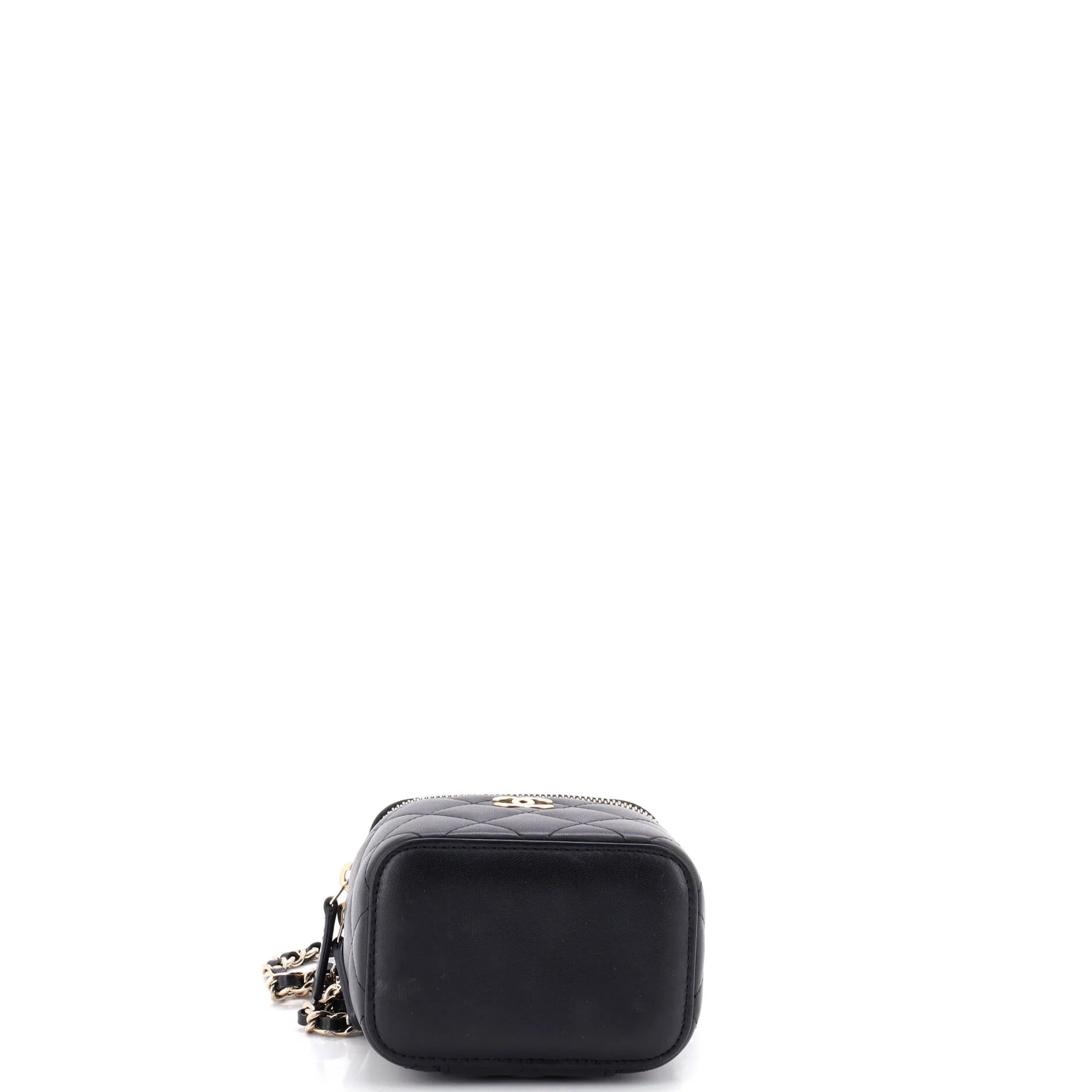 Classic Top Handle Vanity Case with Chain Quilted Lambskin Mini - Image 4