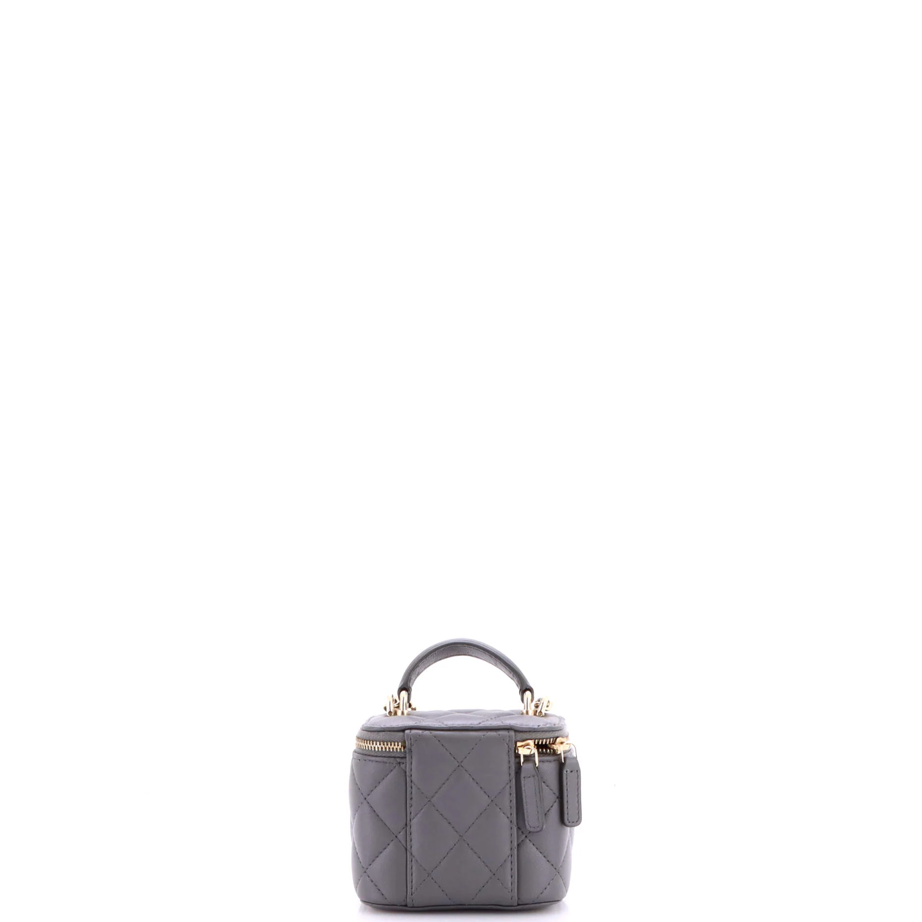 Classic Top Handle Vanity Case with Chain Quilted Lambskin Mini - Image 3
