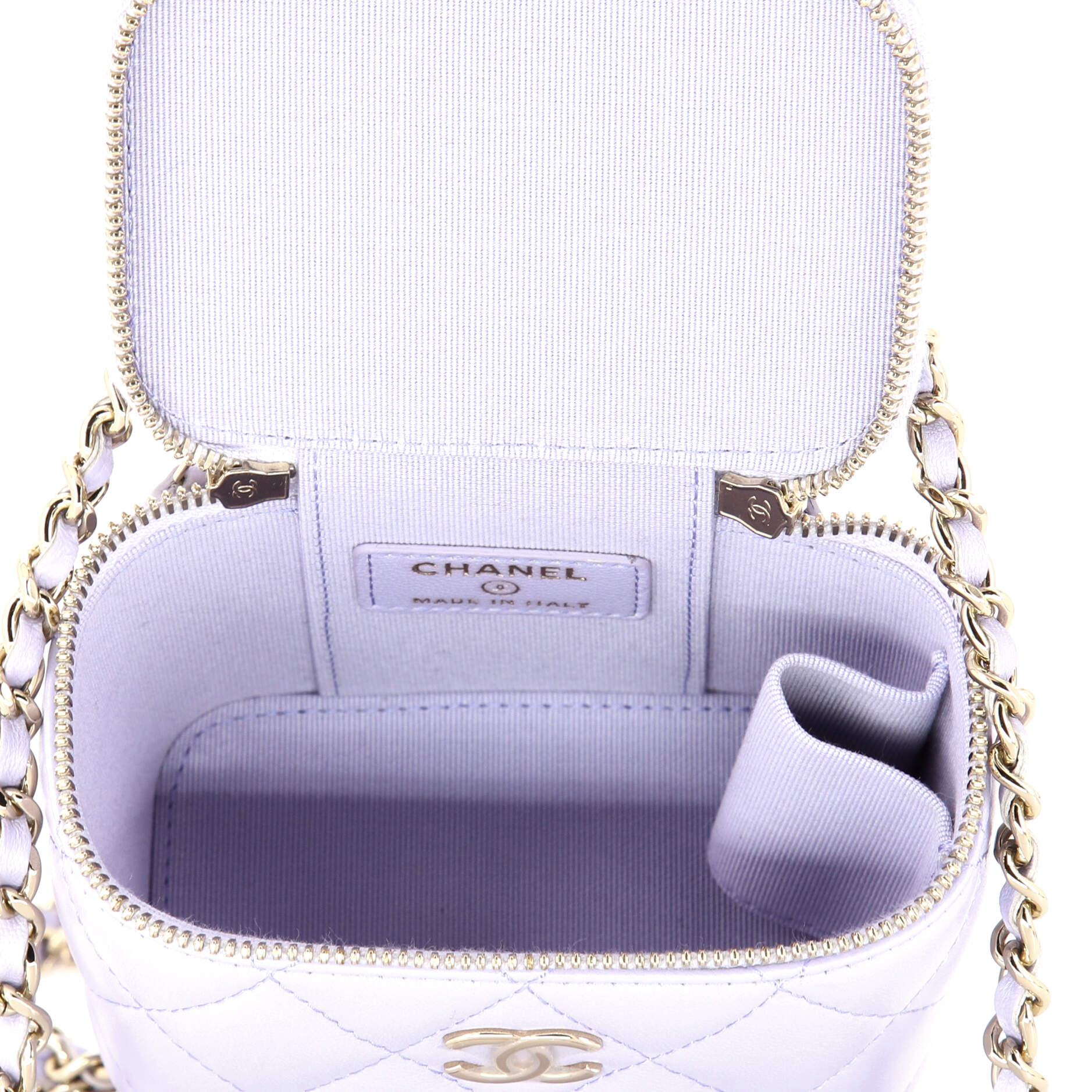 Classic Top Handle Vanity Case with Chain Quilted Lambskin Mini - Image 5