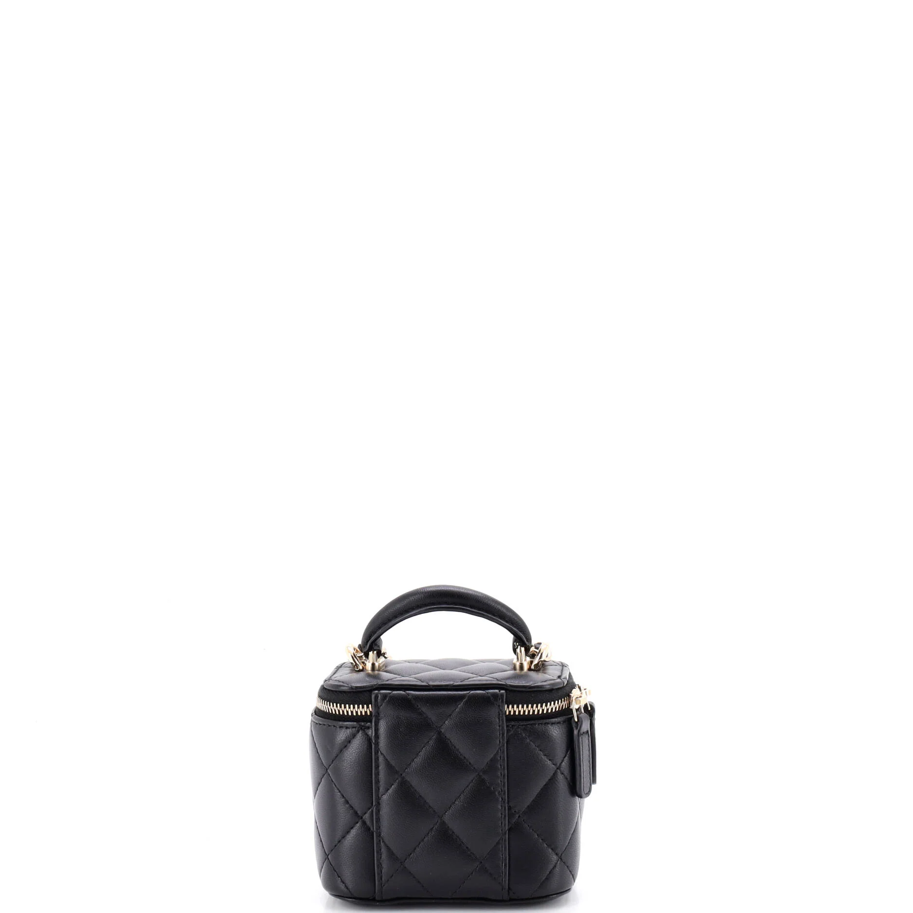 Classic Top Handle Vanity Case with Chain Quilted Lambskin Mini - Image 3