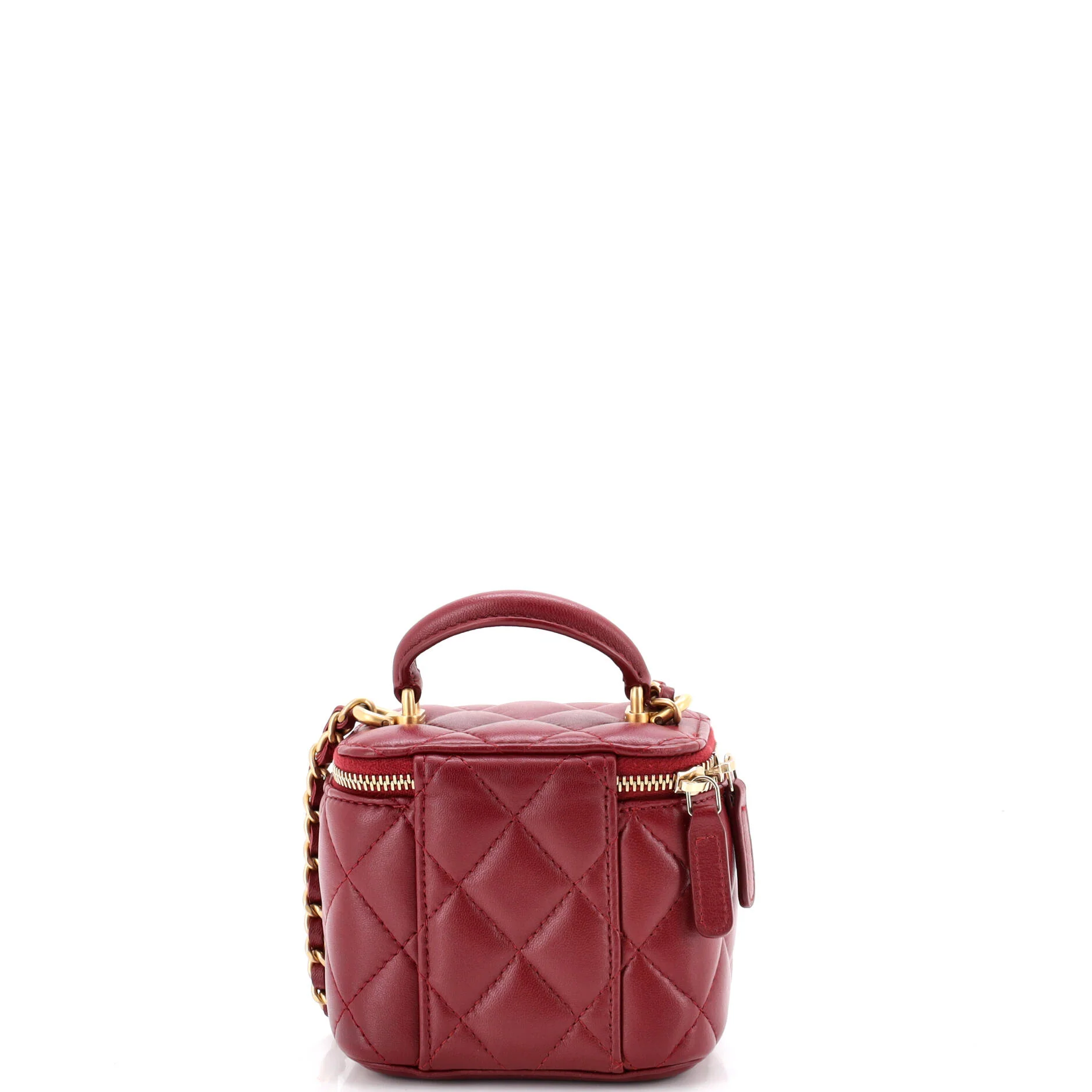 Classic Top Handle Vanity Case with Chain Quilted Lambskin Mini - Image 3