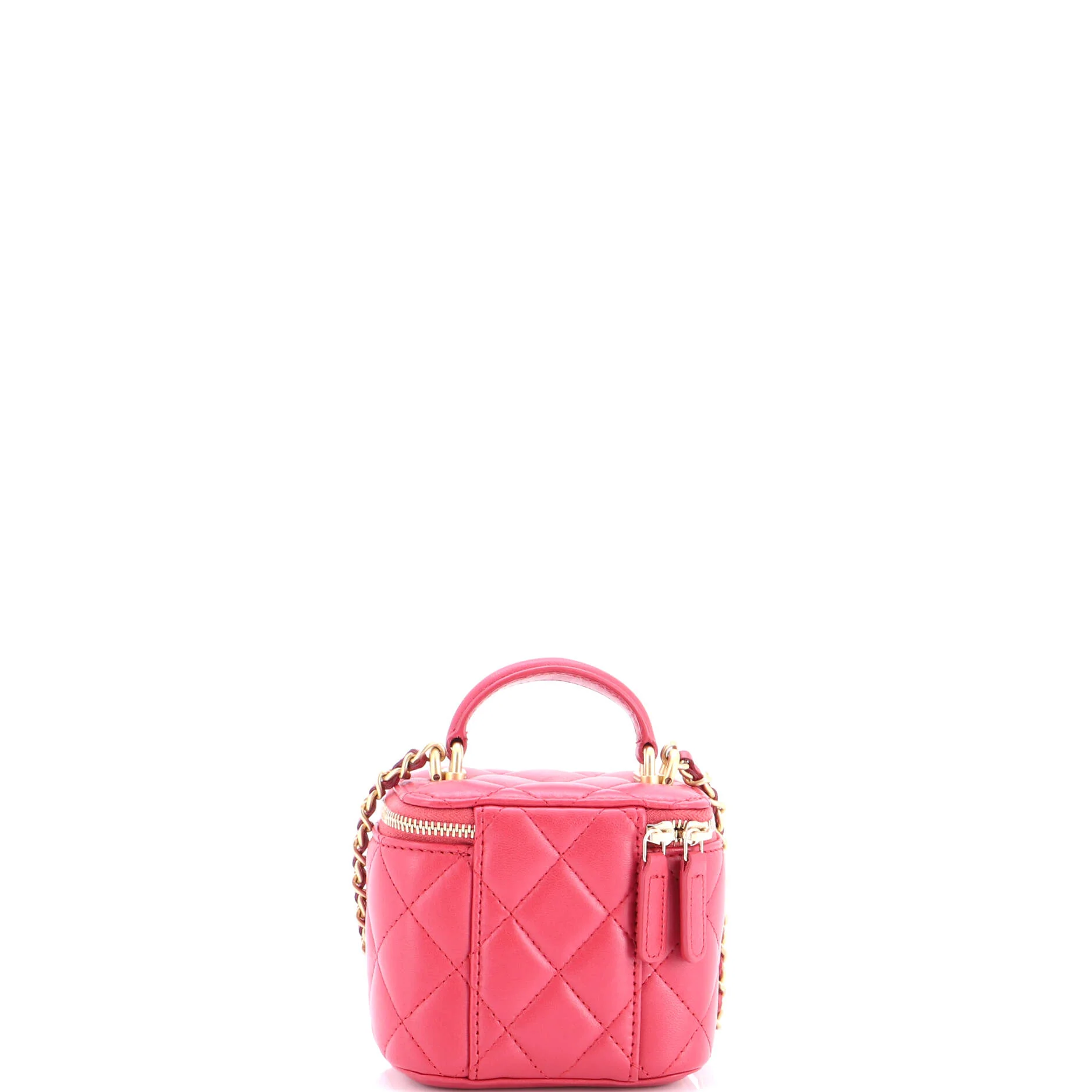 Classic Top Handle Vanity Case with Chain Quilted Lambskin Mini - Image 4