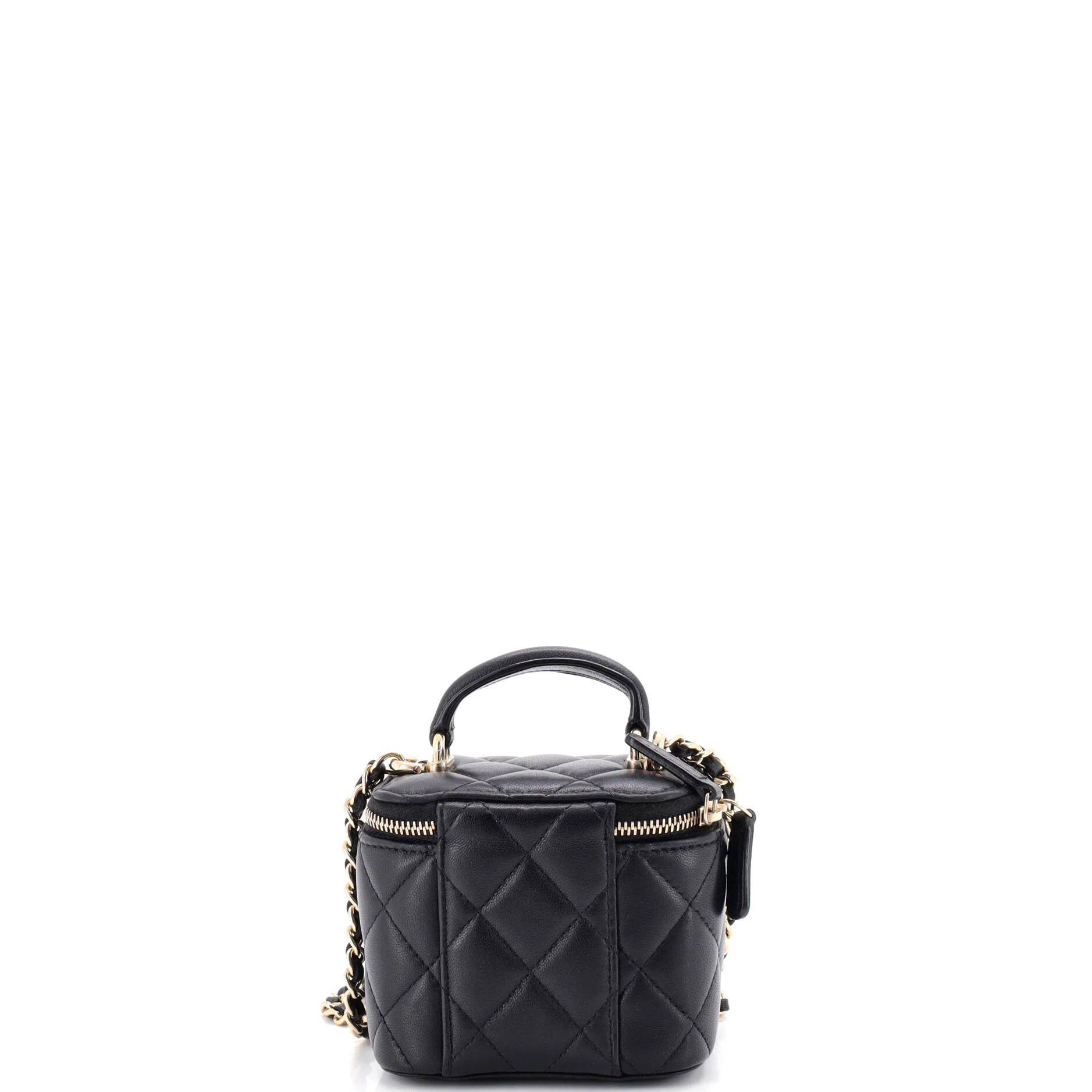 Classic Top Handle Vanity Case with Chain Quilted Lambskin Mini - Image 3
