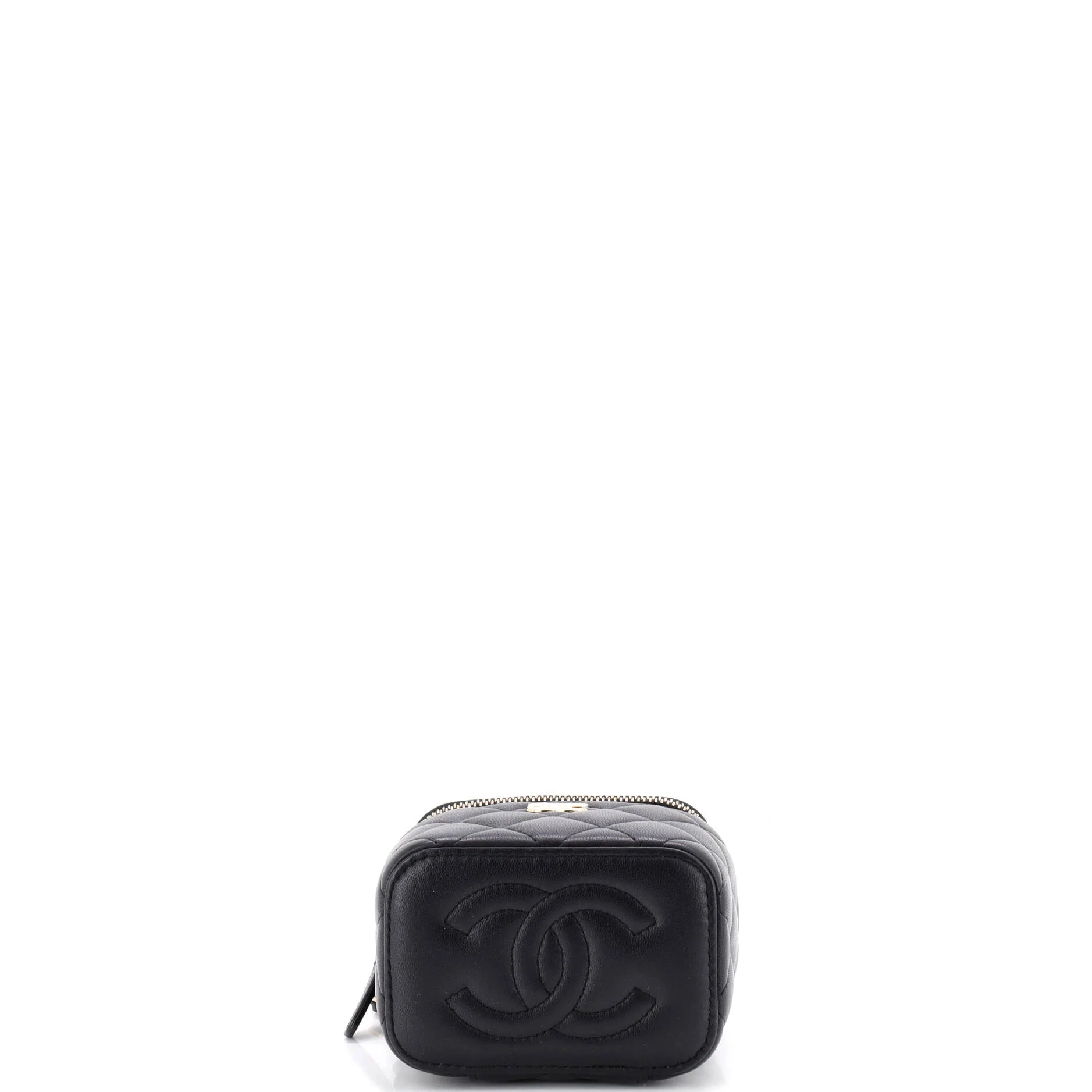 Classic Top Handle Vanity Case with Chain Quilted Lambskin Mini - Image 4