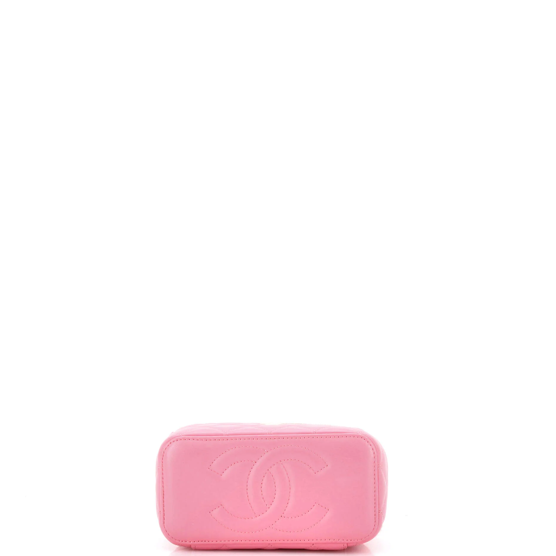 Classic Top Handle Vanity Case with Chain Quilted Lambskin Small - Image 4