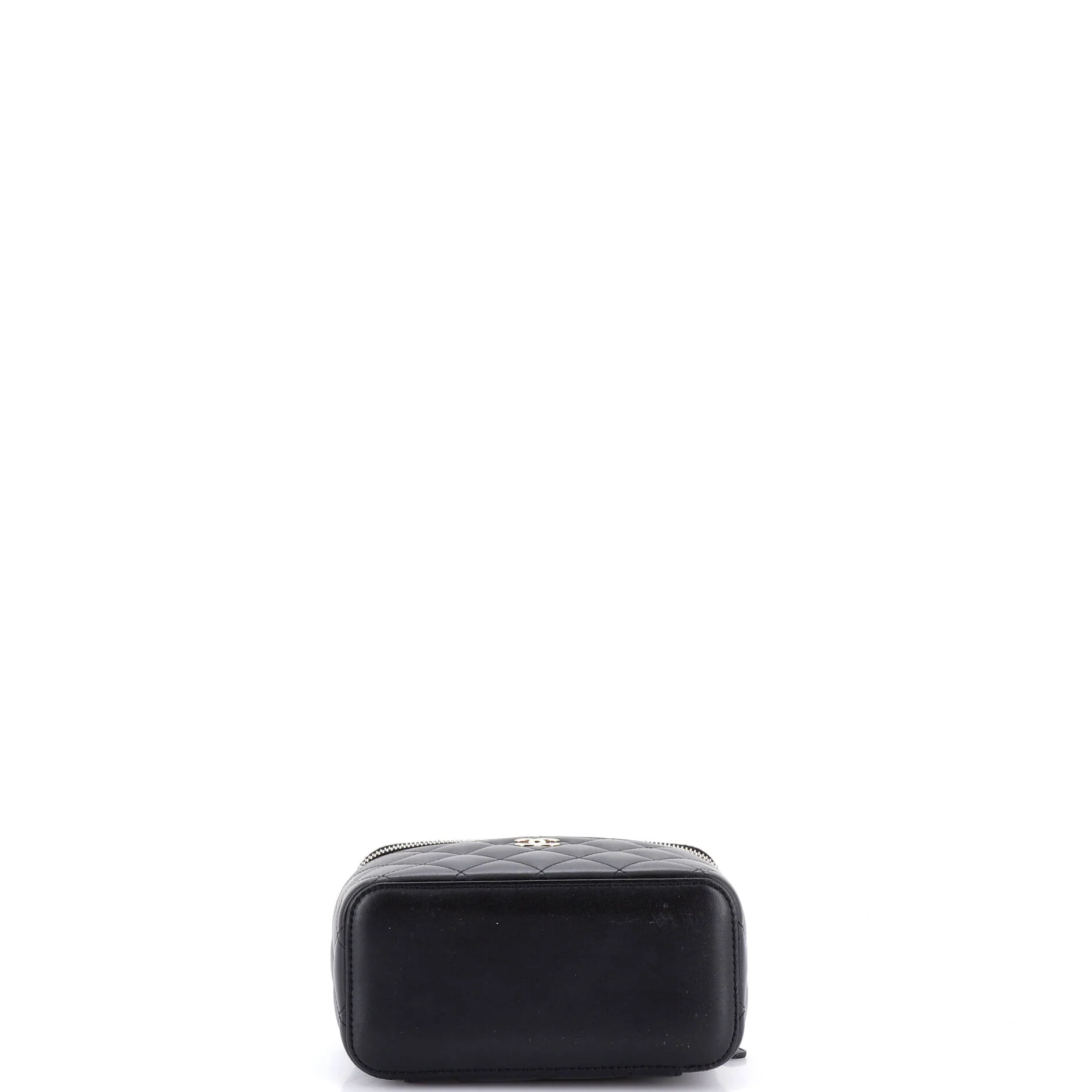 Classic Top Handle Vanity Case with Chain Quilted Lambskin Small - Image 5
