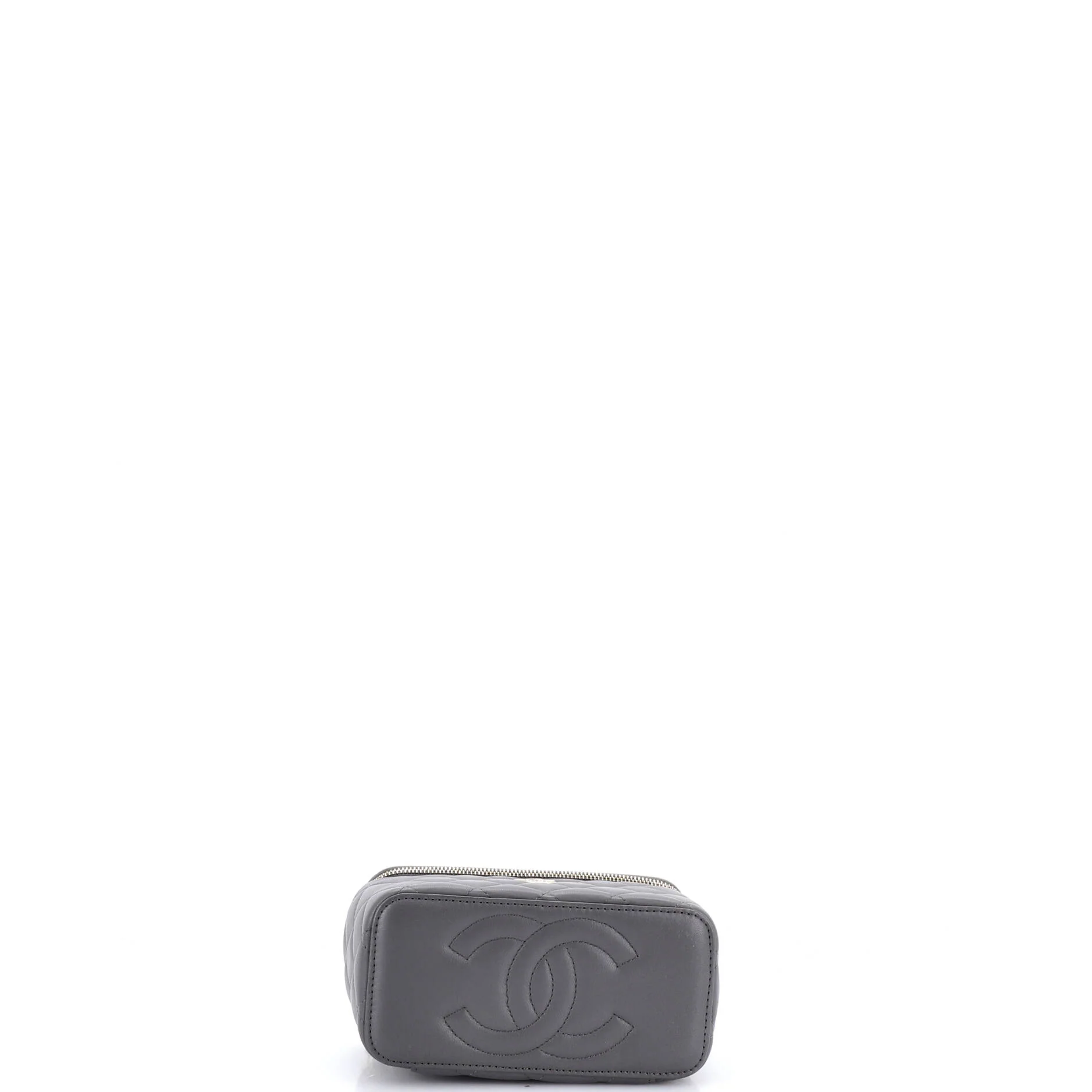 Classic Top Handle Vanity Case with Chain Quilted Lambskin Small - Image 4