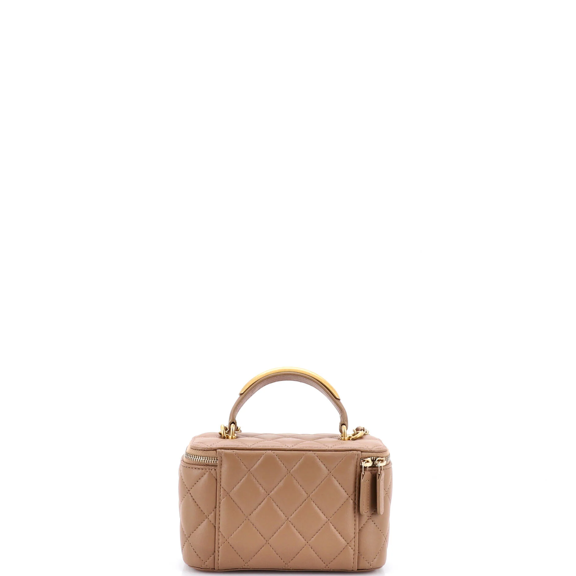 Classic Top Handle Vanity Case with Chain Quilted Lambskin Small - Image 3
