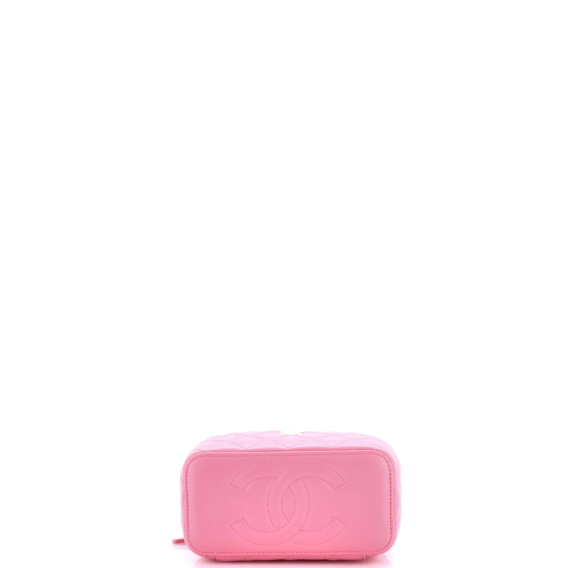 Classic Top Handle Vanity Case with Chain Quilted Lambskin Small - Image 4