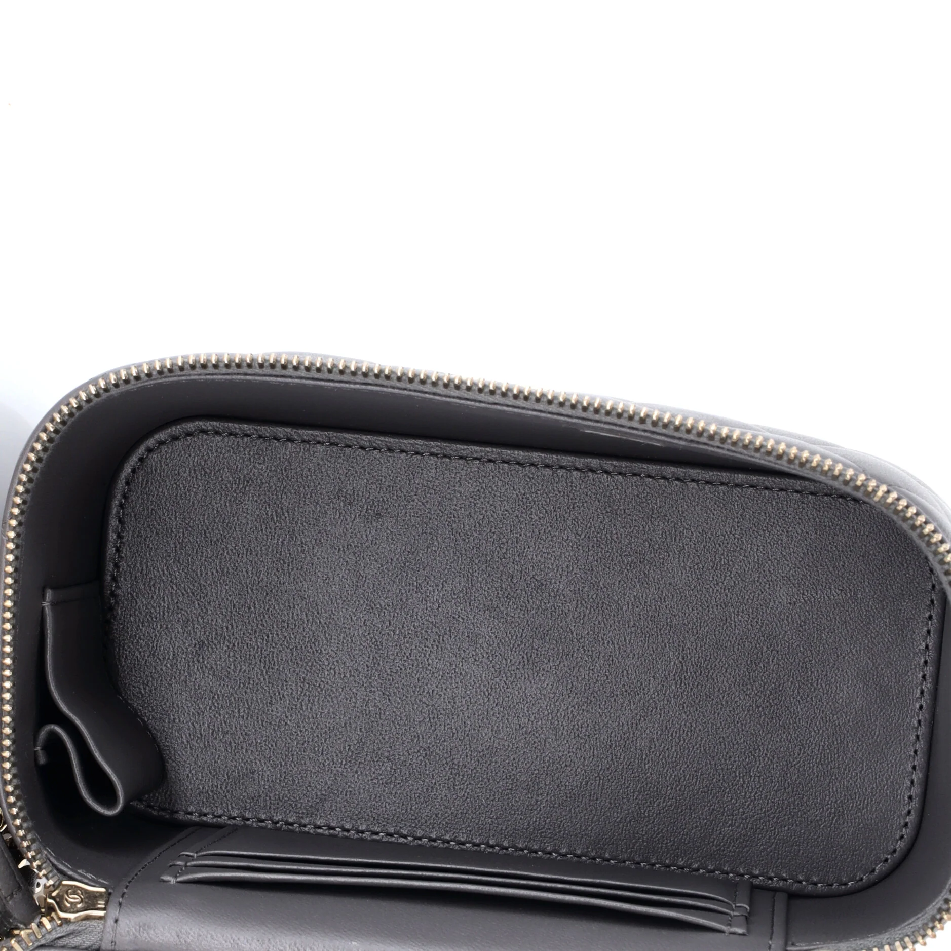 Classic Top Handle Vanity Case with Chain Quilted Lambskin Small - Image 5