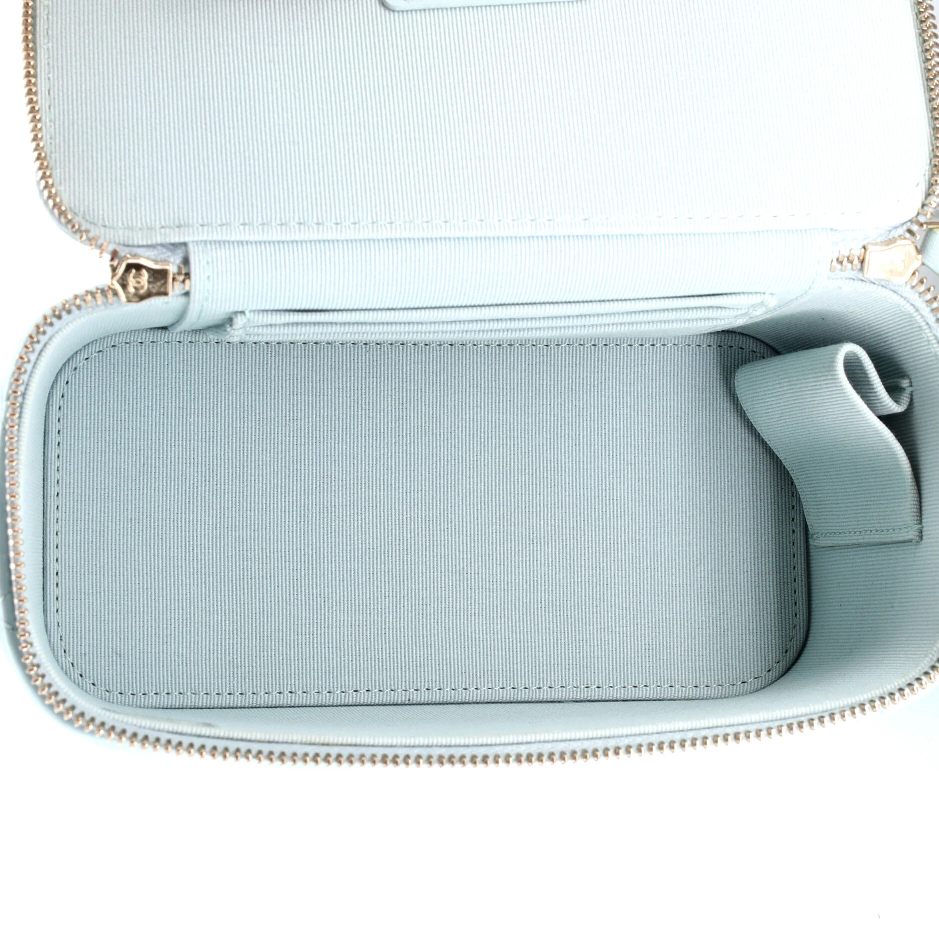 Classic Top Handle Vanity Case with Chain Quilted Lambskin Small - Image 5