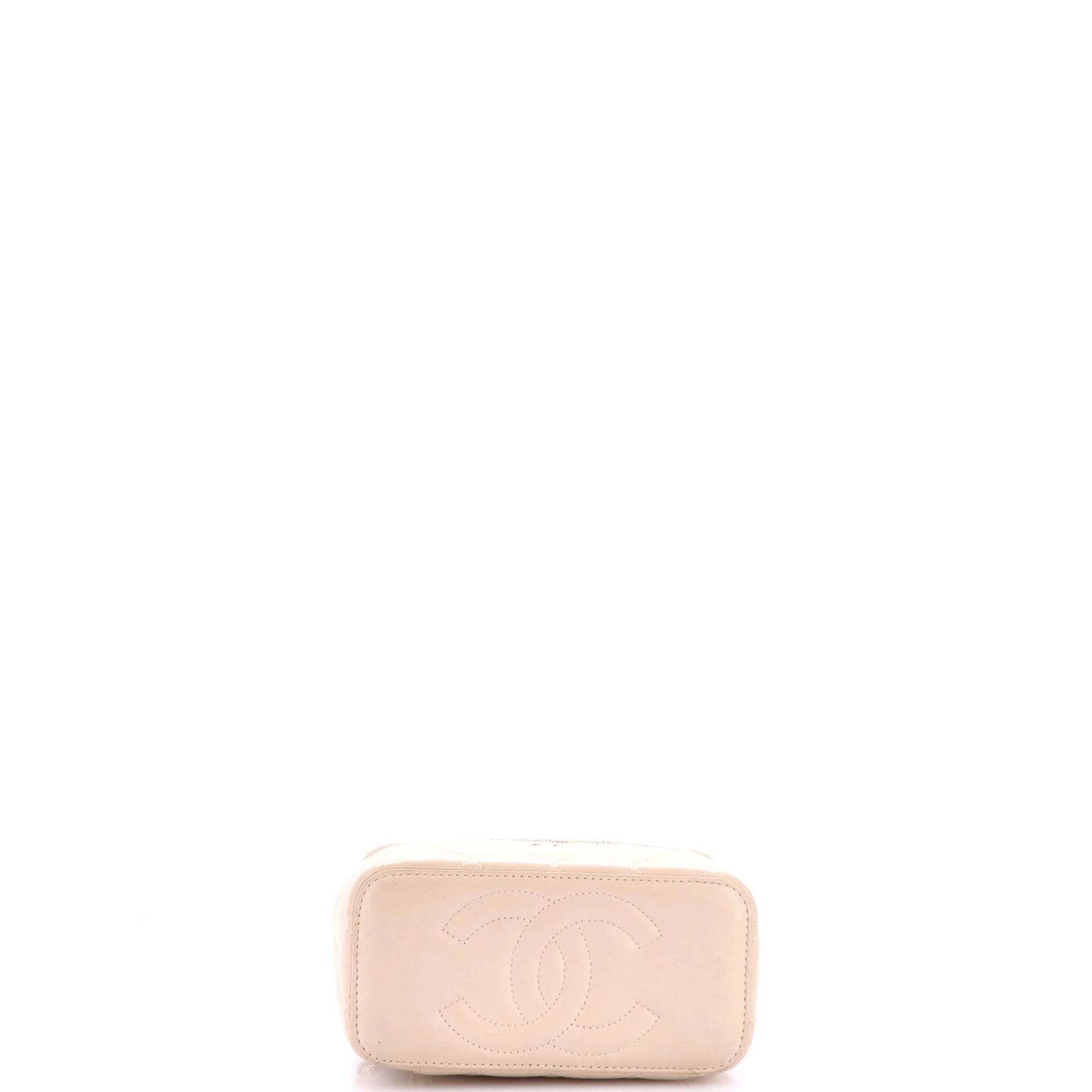 Classic Top Handle Vanity Case with Chain Quilted Lambskin Small - Image 4