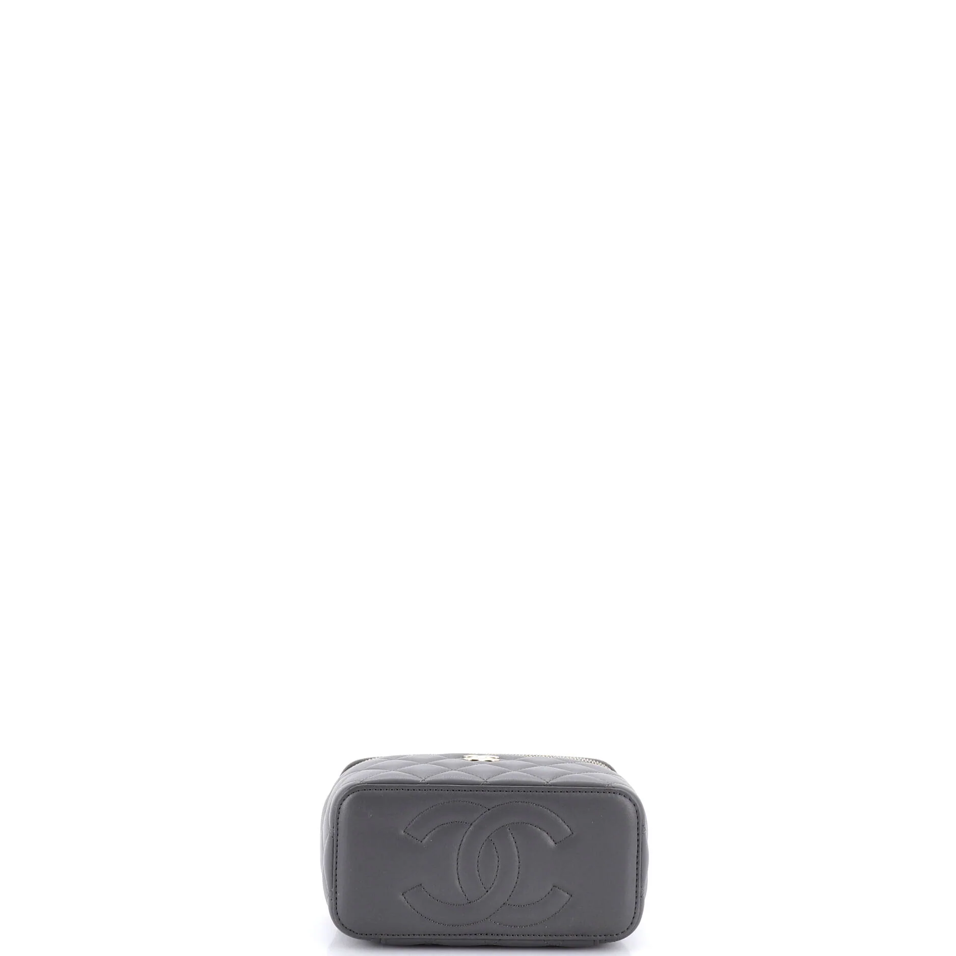 Classic Top Handle Vanity Case with Chain Quilted Lambskin Small - Image 4