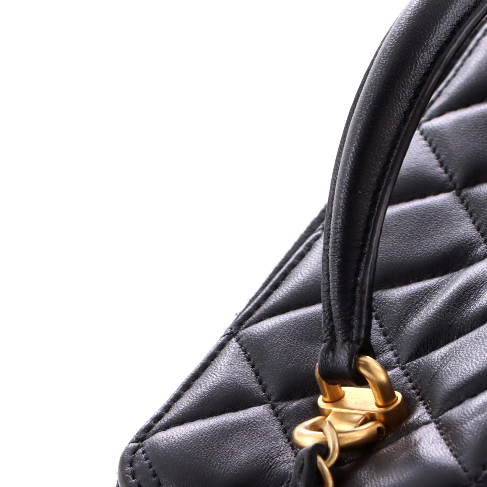 Classic Top Handle Vanity Case with Chain Quilted Lambskin Small - Image 8
