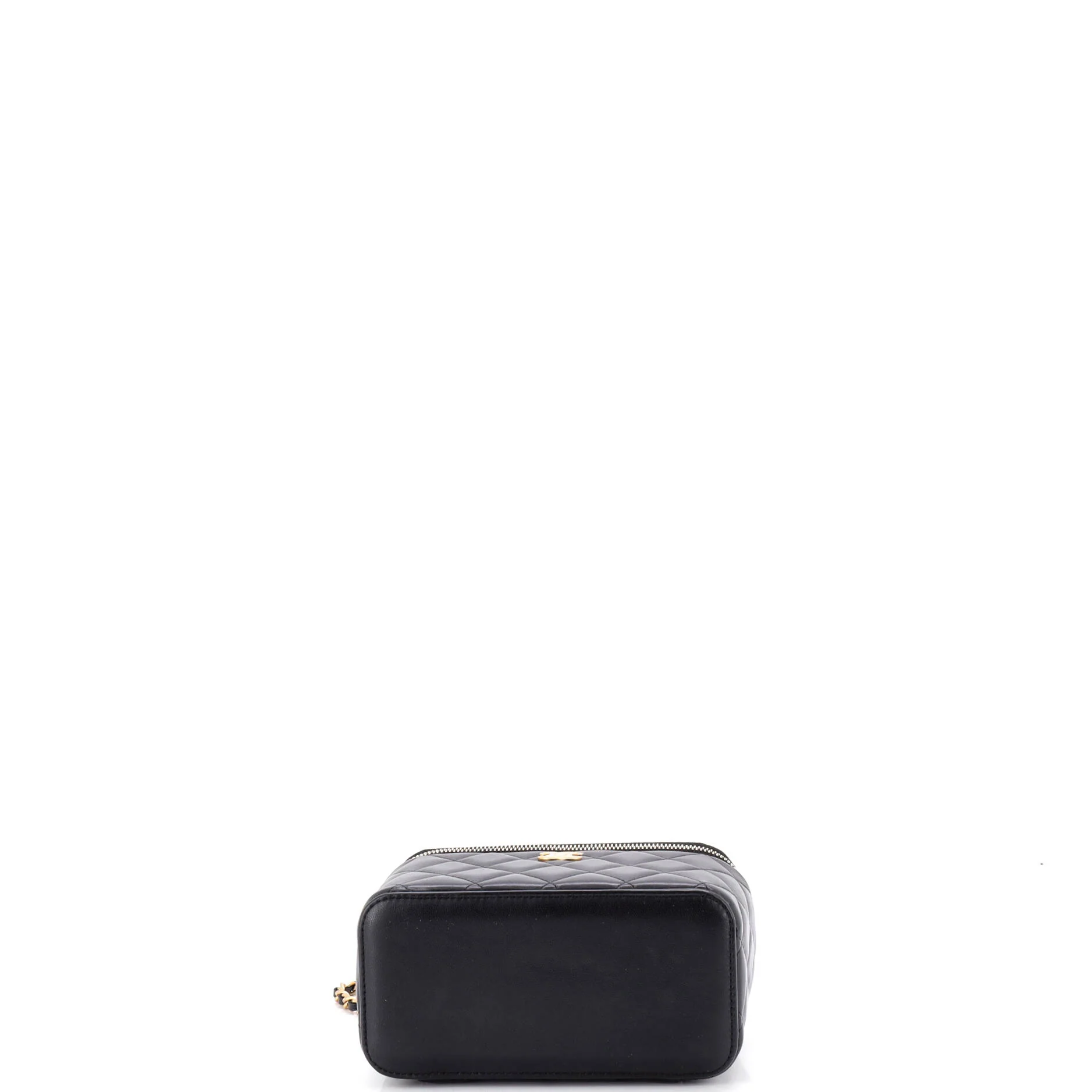 Classic Top Handle Vanity Case with Chain Quilted Lambskin Small - Image 4