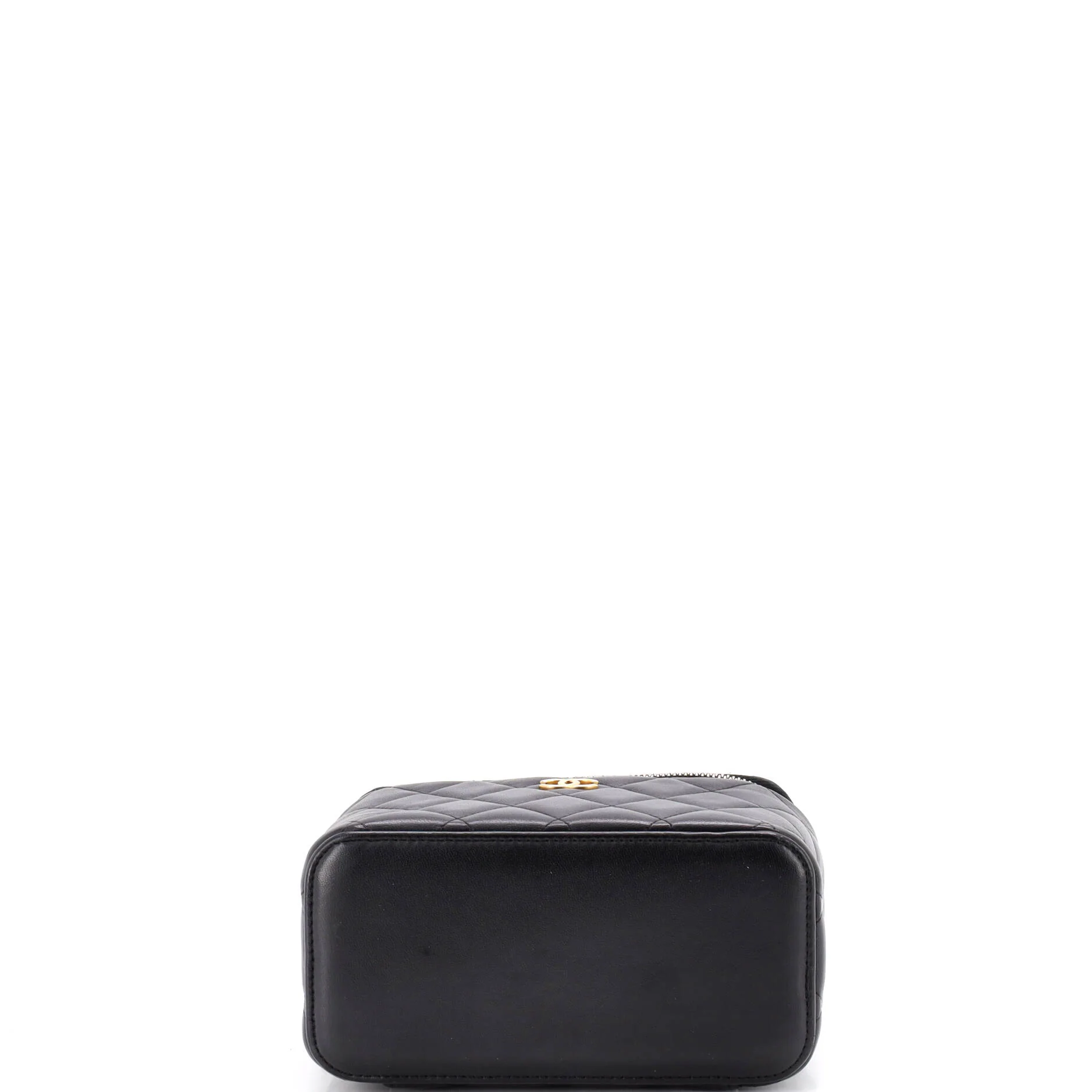 Classic Top Handle Vanity Case with Chain Quilted Lambskin Small - Image 4
