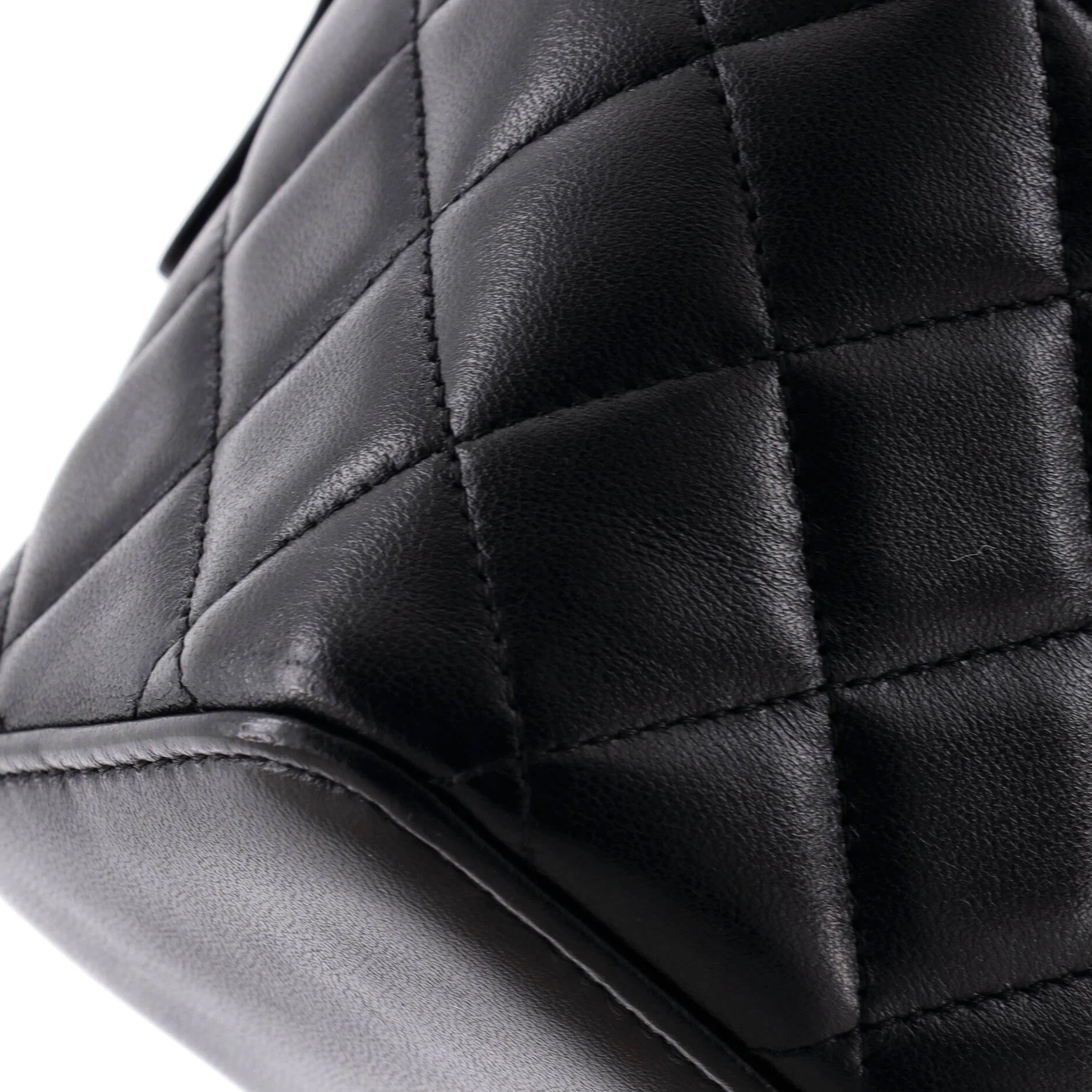 Classic Top Handle Vanity Case with Chain Quilted Lambskin Small - Image 6