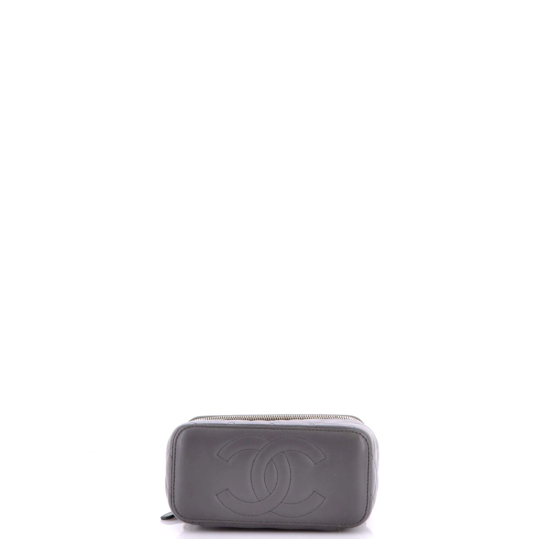 Classic Top Handle Vanity Case with Chain Quilted Lambskin Small - Image 4