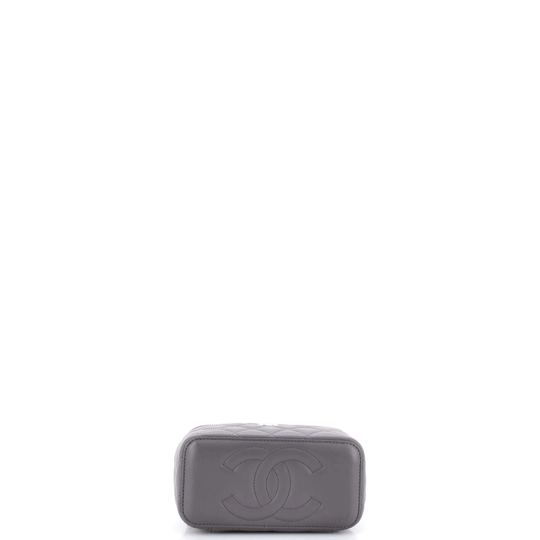 Classic Top Handle Vanity Case with Chain Quilted Lambskin Small - Image 4