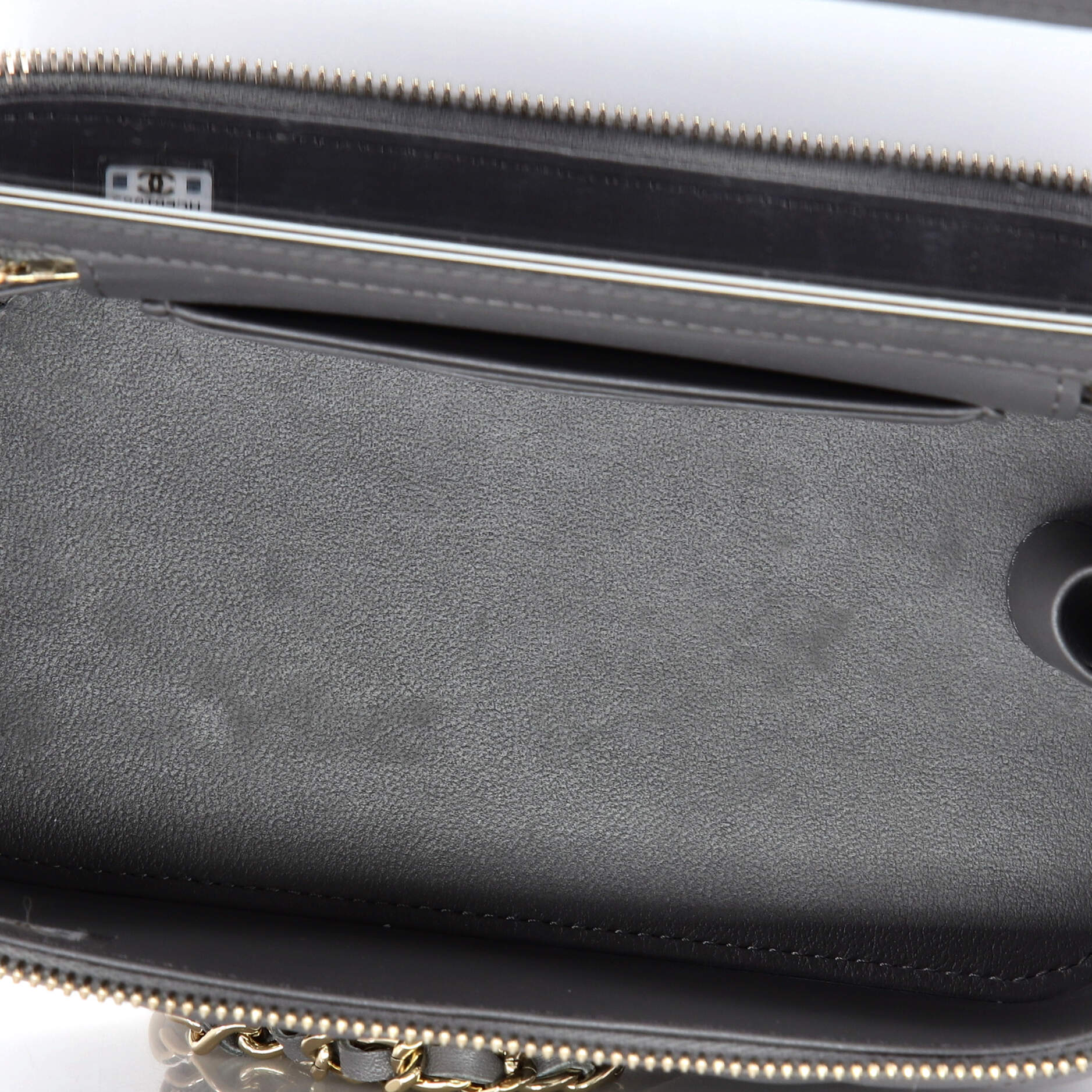Classic Top Handle Vanity Case with Chain Quilted Lambskin Small - Image 5