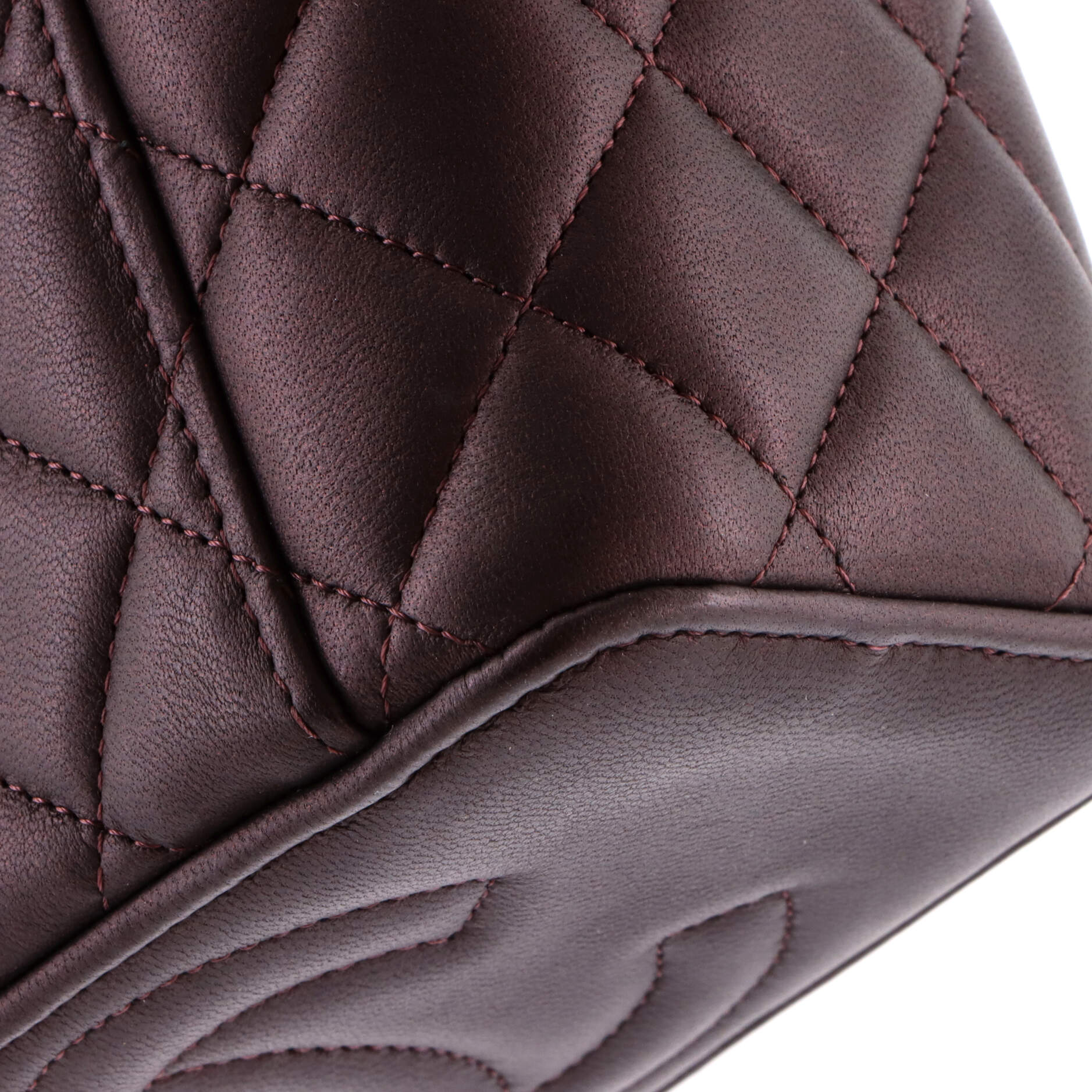 Classic Top Handle Vanity Case with Chain Quilted Lambskin Small - Image 6