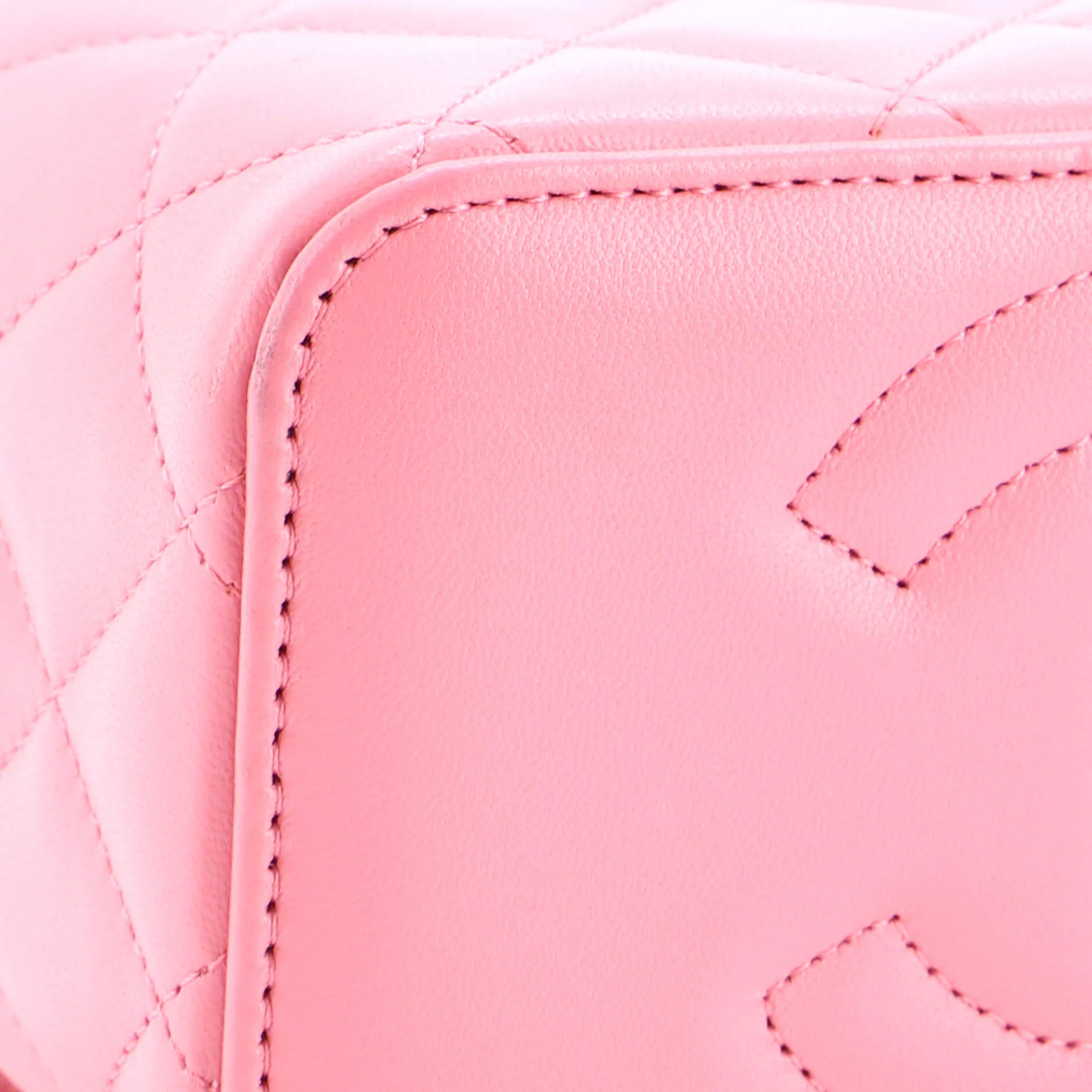 Classic Top Handle Vanity Case with Chain Quilted Lambskin Small - Image 6
