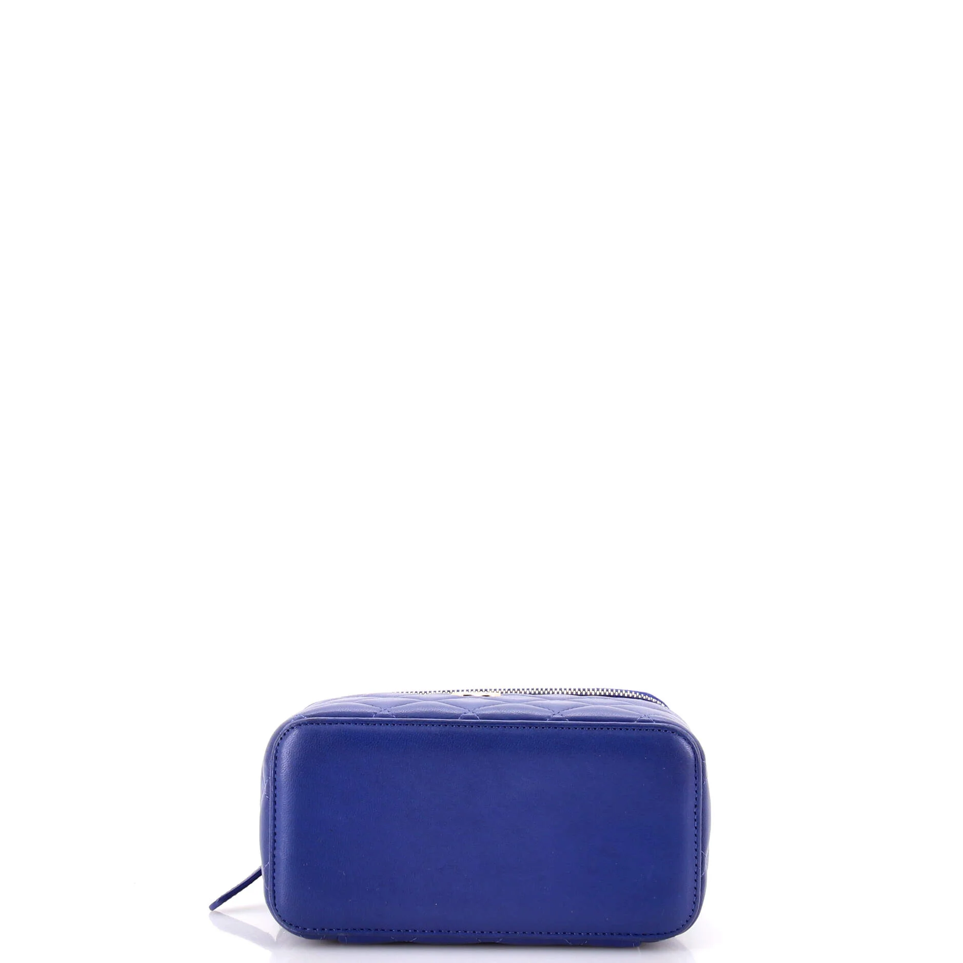 Classic Top Handle Vanity Case with Chain Quilted Lambskin Small - Image 4