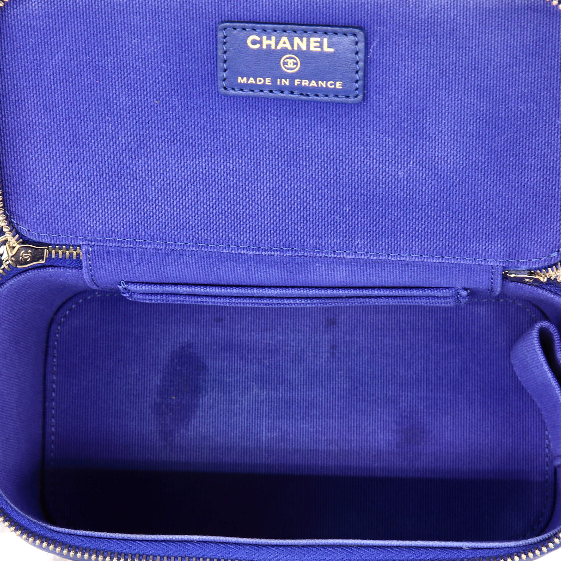 Classic Top Handle Vanity Case with Chain Quilted Lambskin Small - Image 5