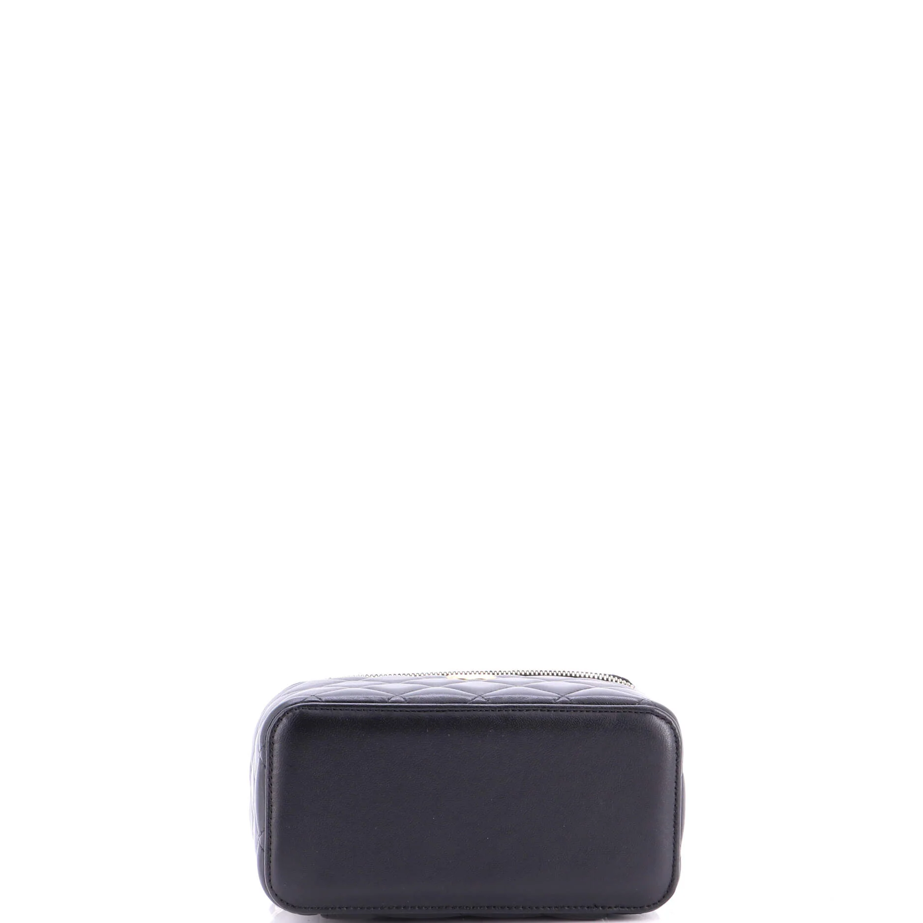 Classic Top Handle Vanity Case with Chain Quilted Lambskin Small - Image 5