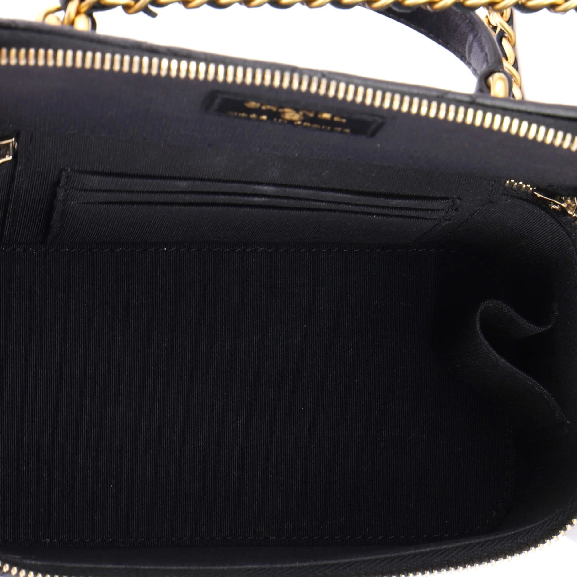 Classic Top Handle Vanity Case with Chain Quilted Lambskin Small - Image 6