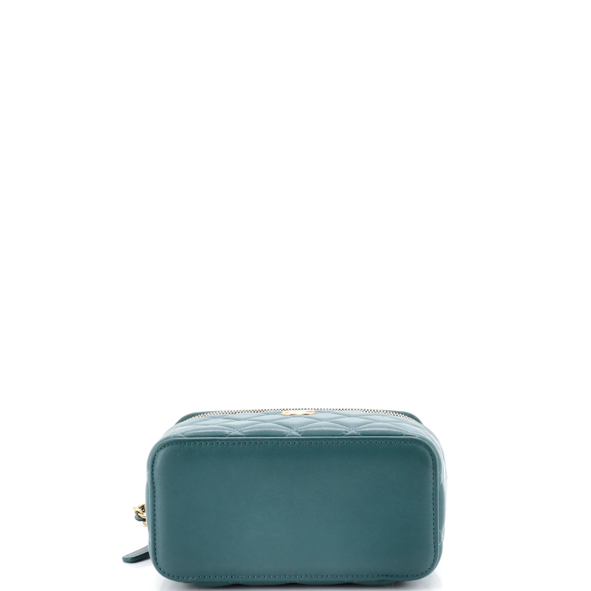Classic Top Handle Vanity Case with Chain Quilted Lambskin Small - Image 5