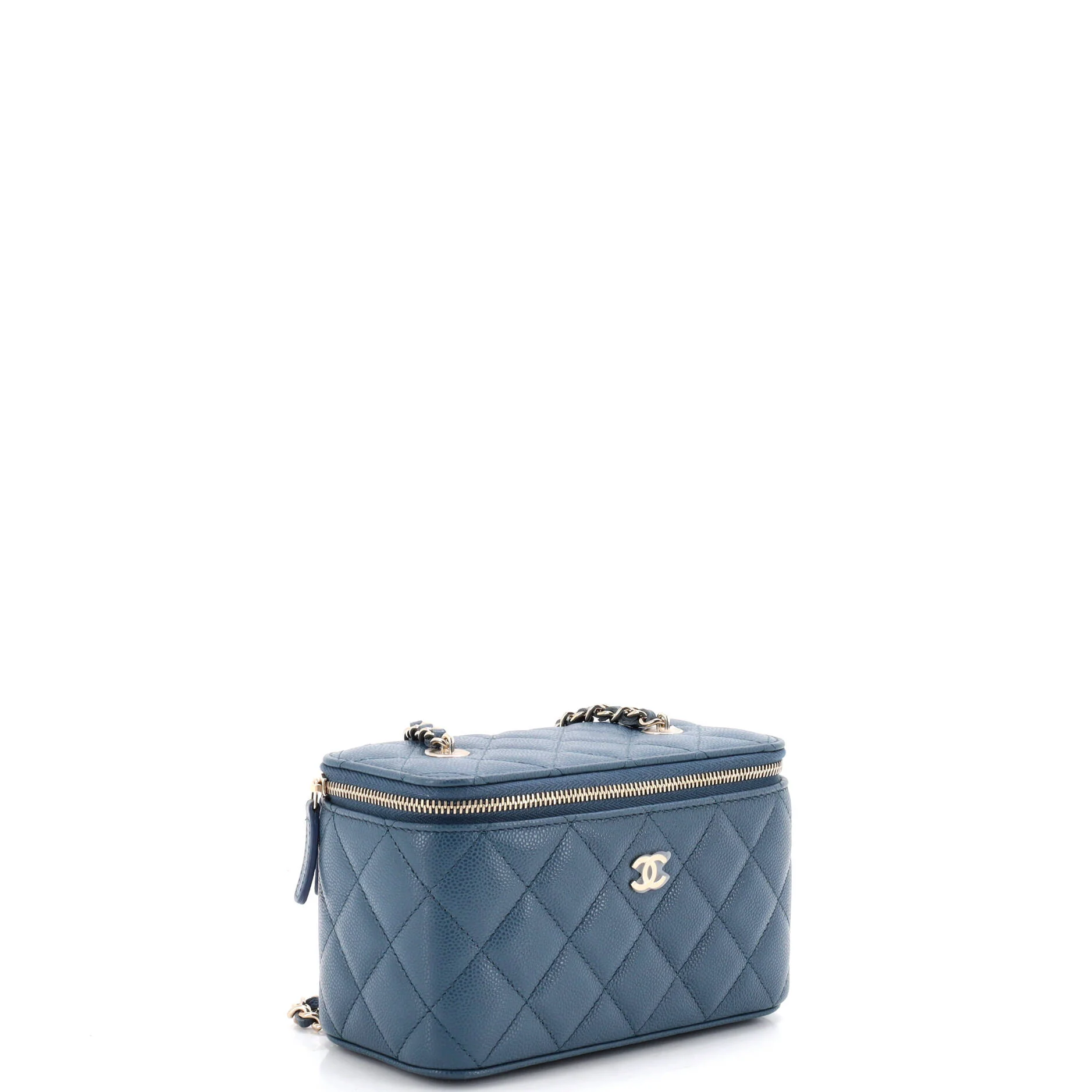 Classic Vanity Case with Chain Quilted Caviar Small - Image 2
