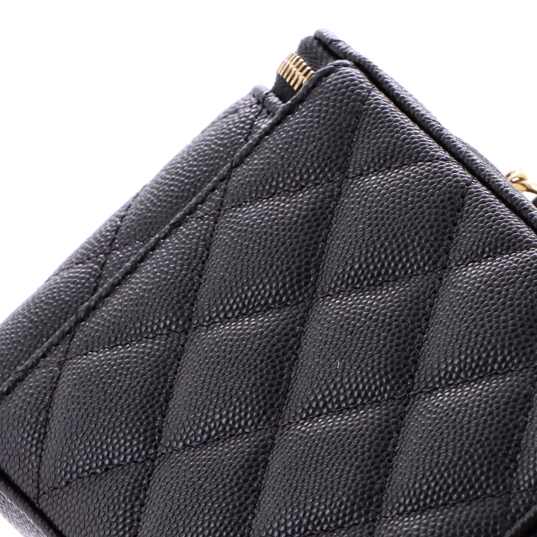 Classic Vanity Case with Chain Quilted Caviar Small - Image 6