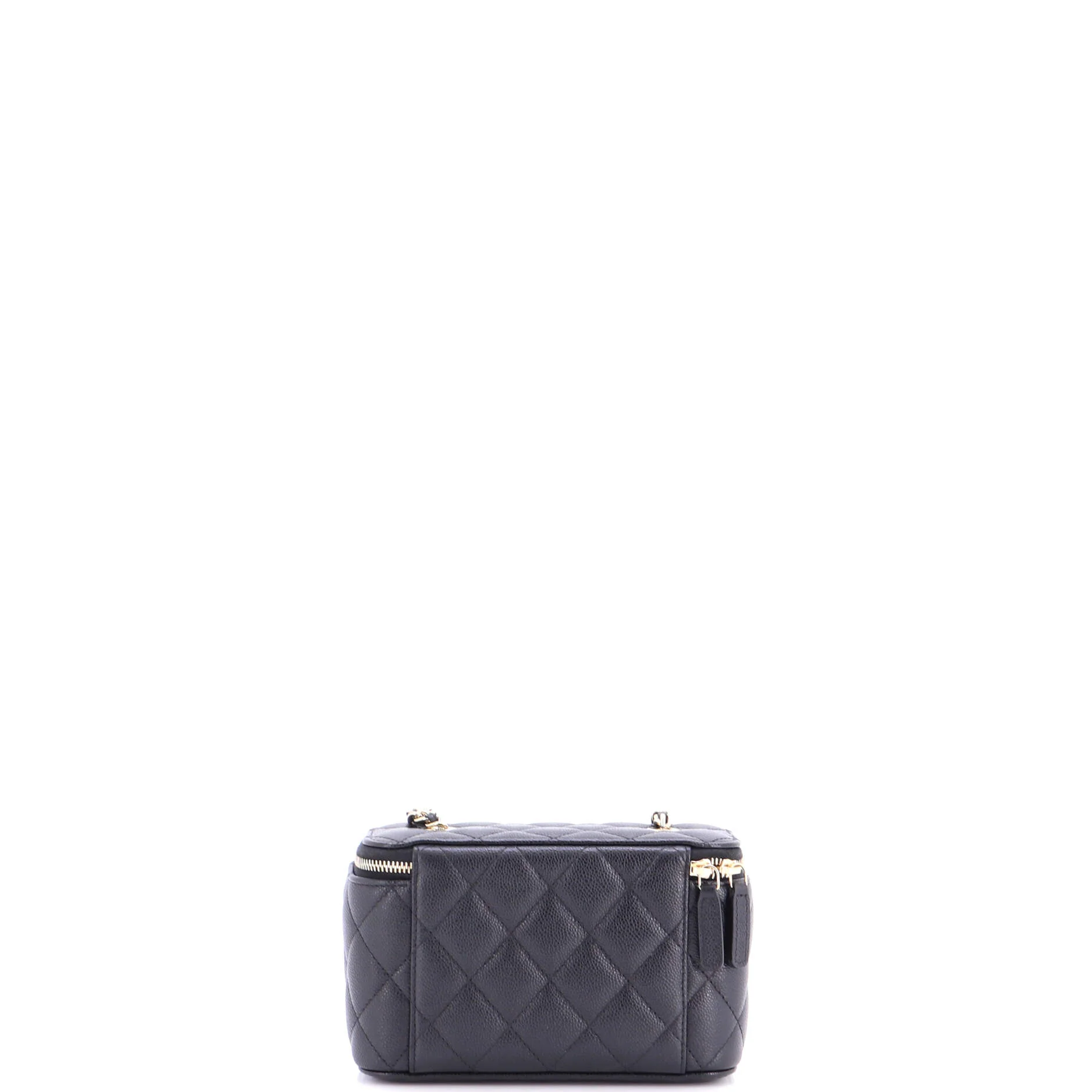 Classic Vanity Case with Chain Quilted Caviar Small - Image 3