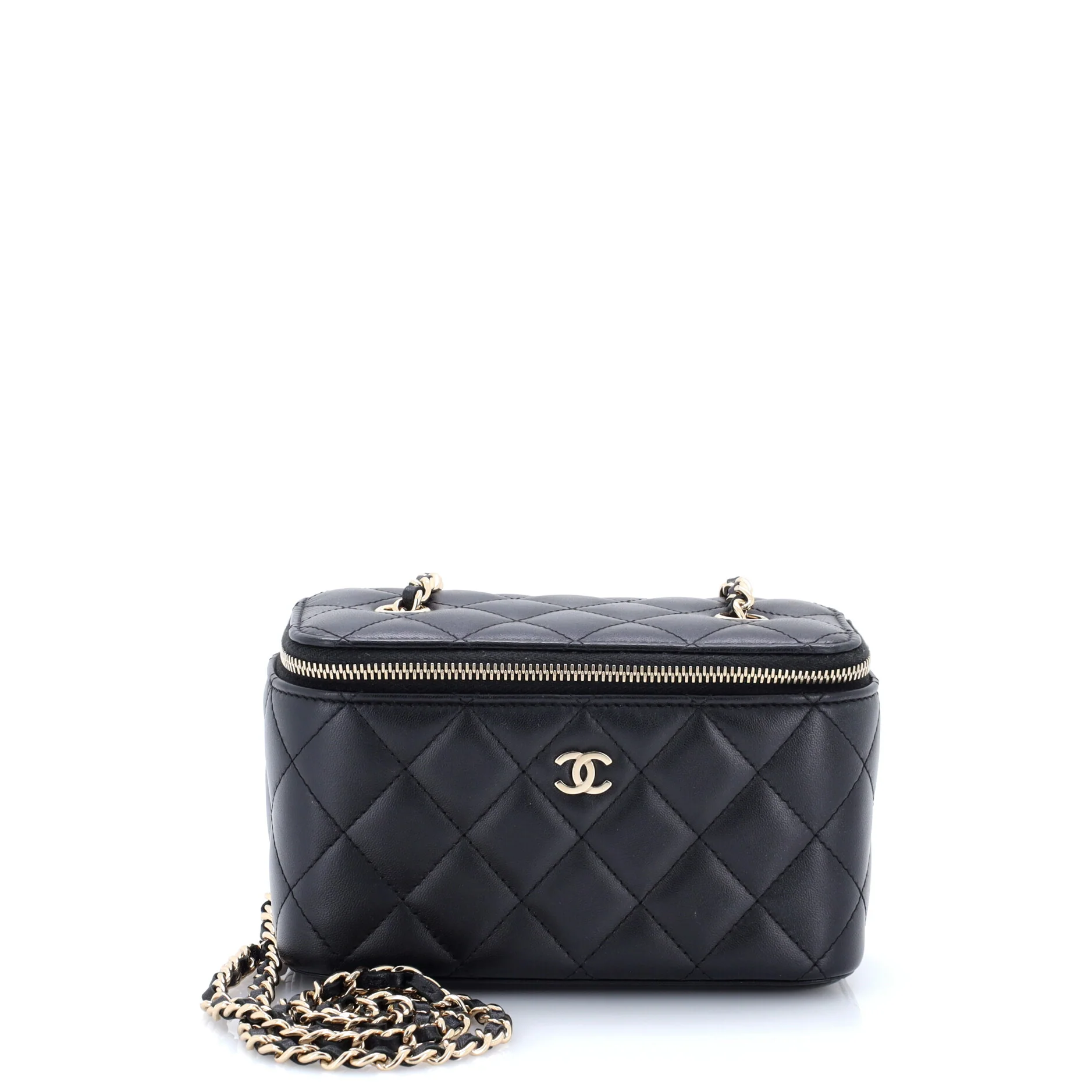 Classic Vanity Case with Chain Quilted Lambskin Small