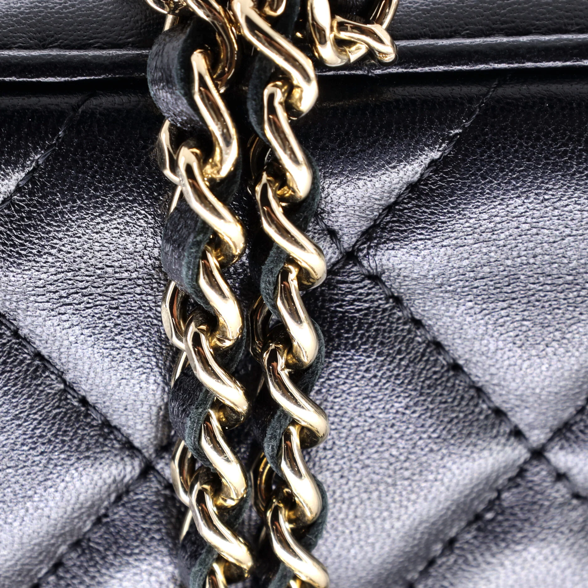 Classic Vanity Case with Chain Quilted Lambskin Small - Image 8