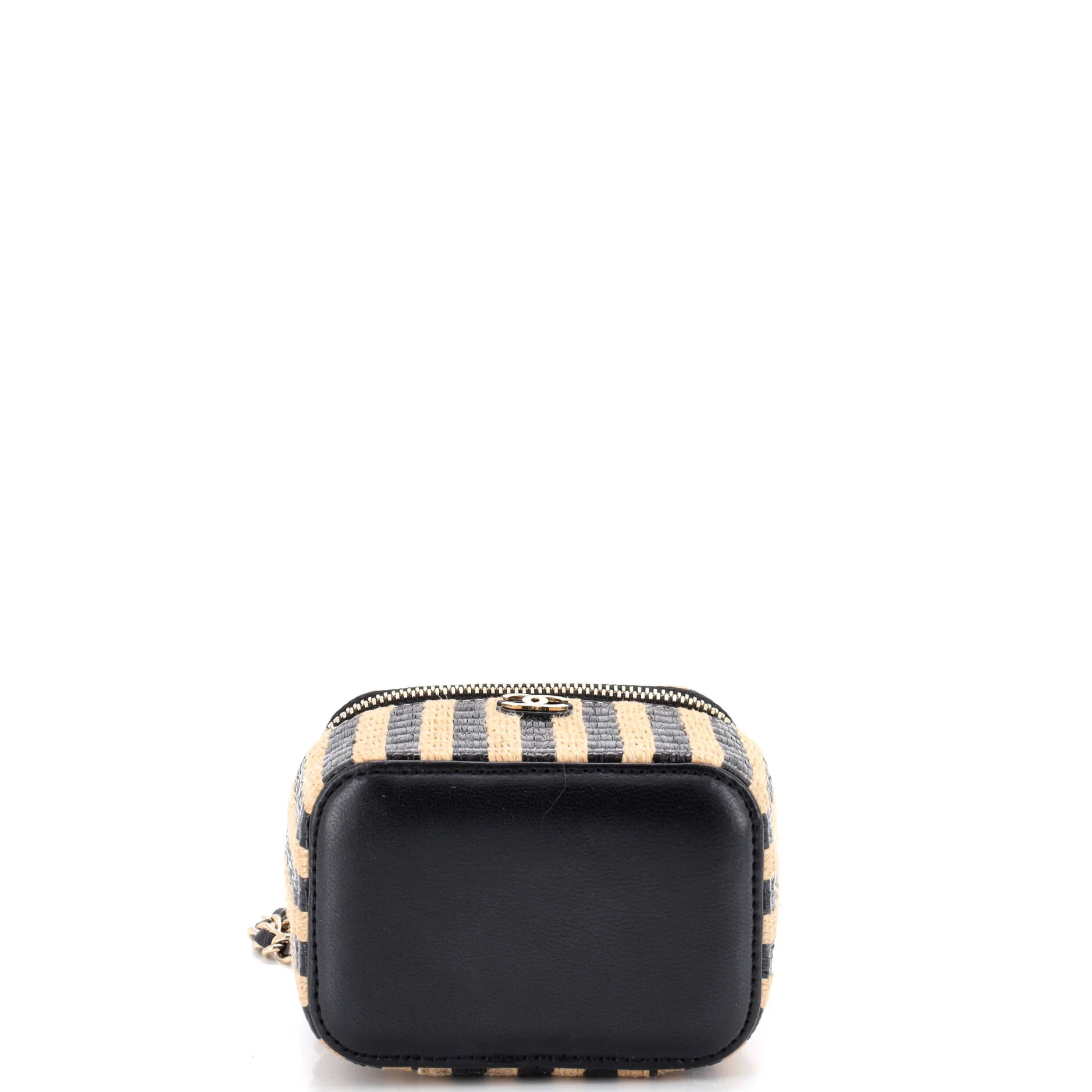 Classic Vanity Case with Chain Striped Raffia and Jute Mini - Image 4