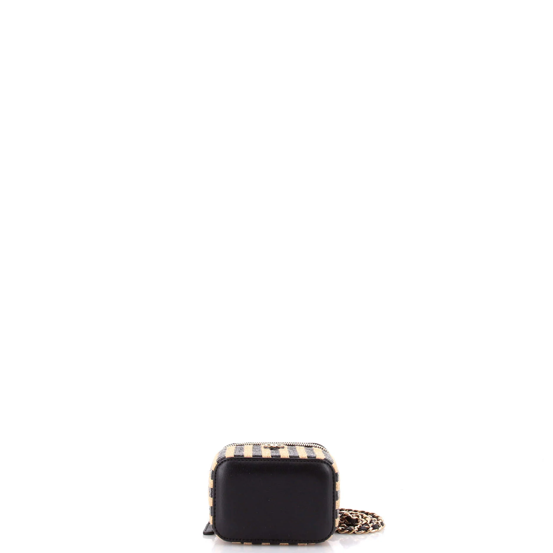 Classic Vanity Case with Chain Striped Raffia and Jute Mini - Image 4