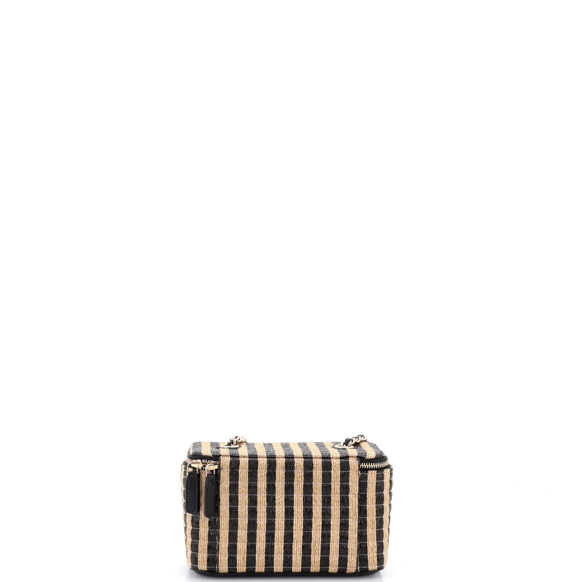 Classic Vanity Case with Chain Striped Raffia and Jute Small - Image 3