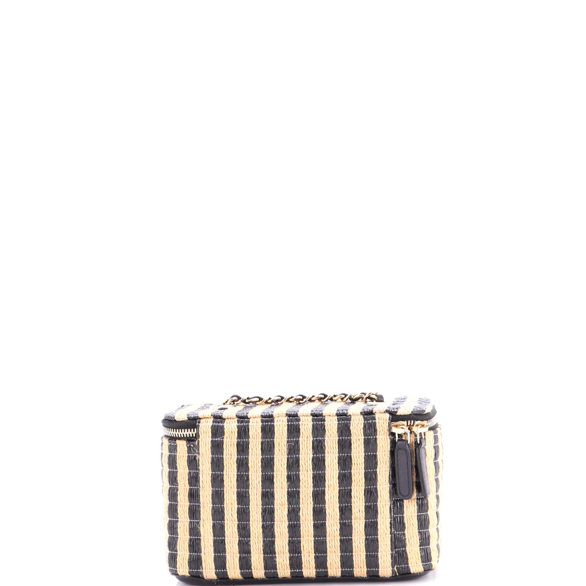 Classic Vanity Case with Chain Striped Raffia and Jute Small - Image 4