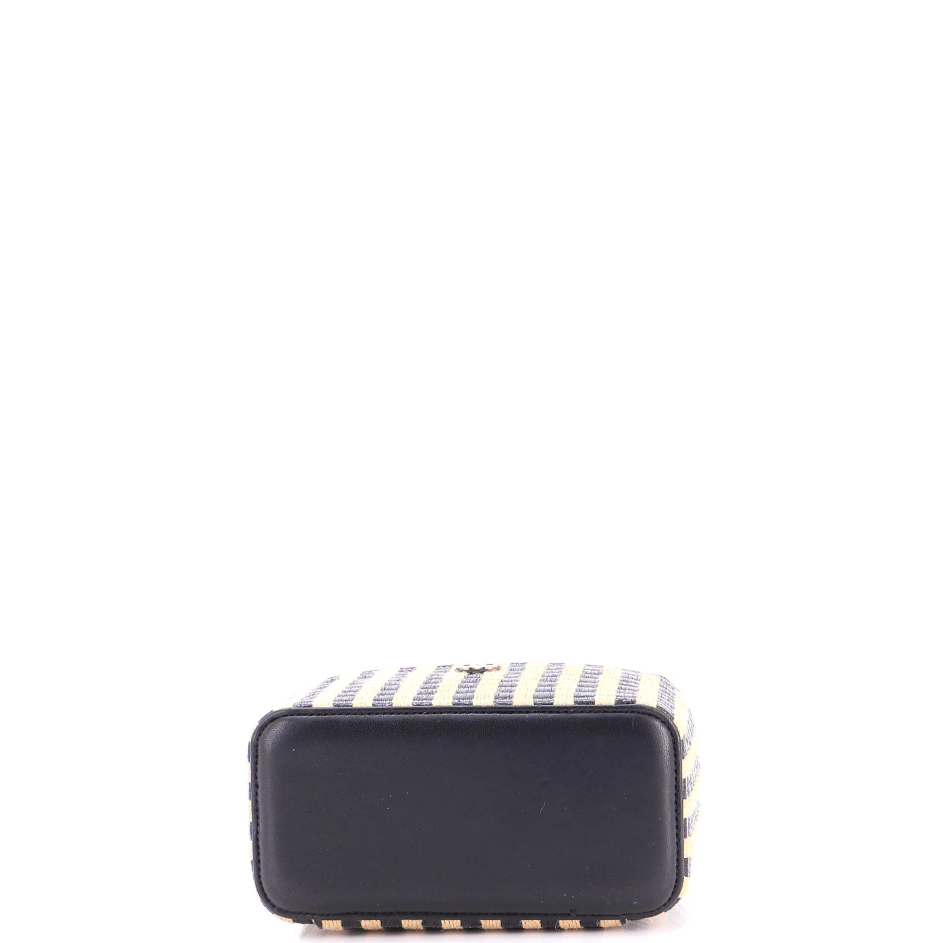 Classic Vanity Case with Chain Striped Raffia and Jute Small - Image 5