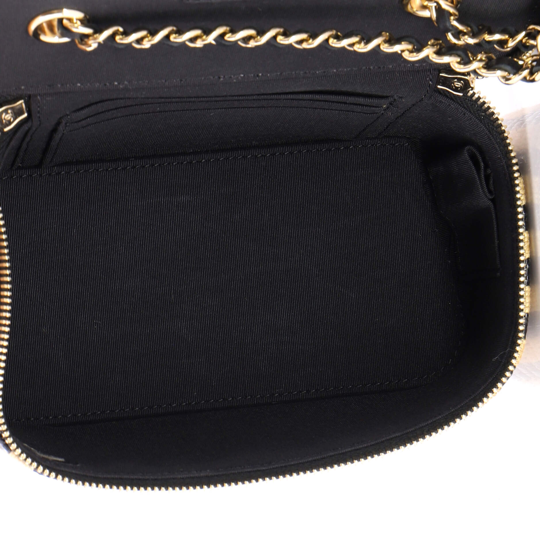 Classic Vanity Case with Chain Striped Raffia and Jute Small - Image 6