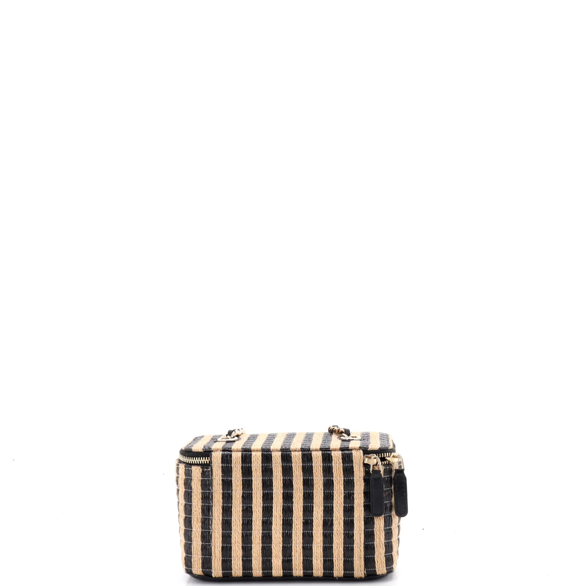 Classic Vanity Case with Chain Striped Raffia and Jute Small - Image 3
