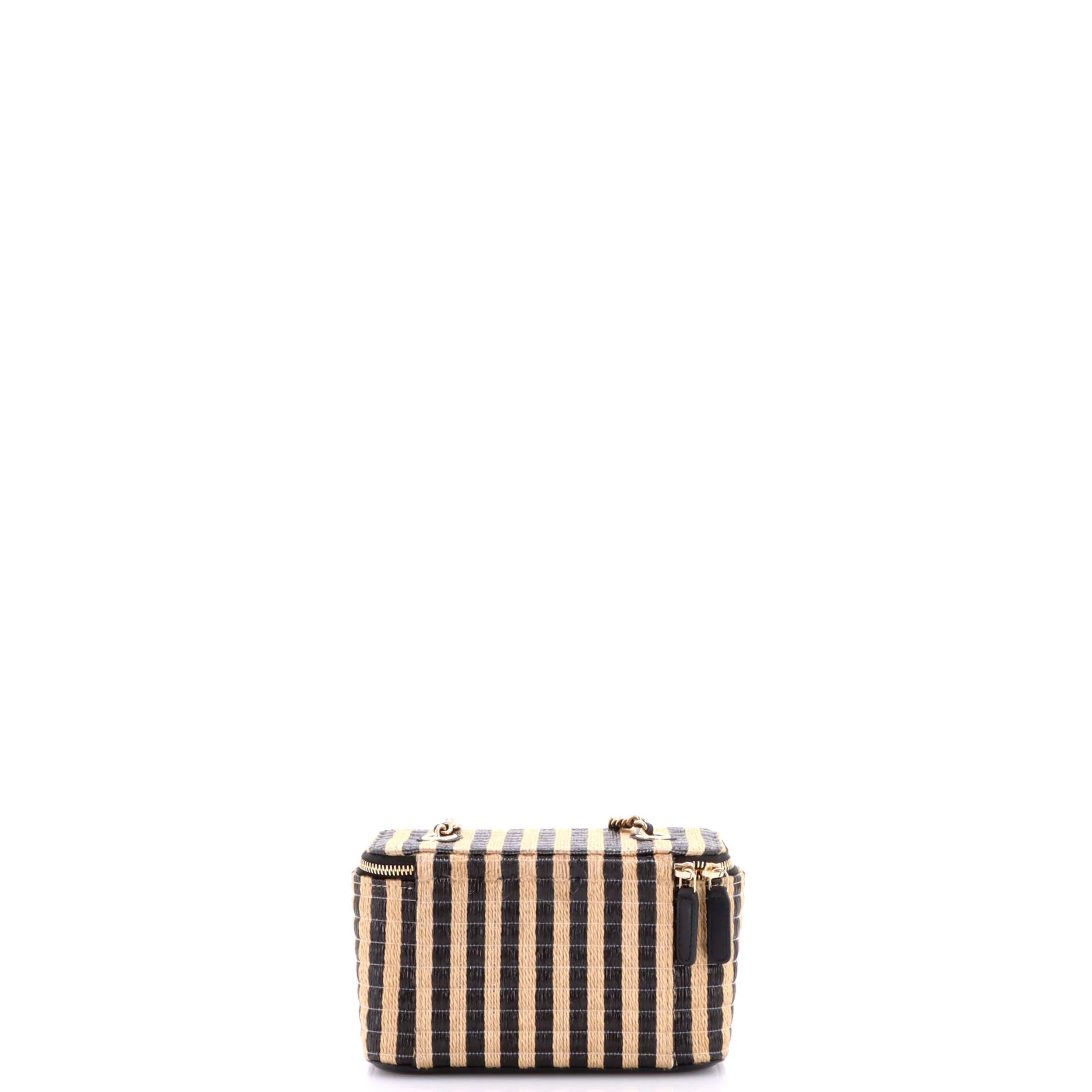 Classic Vanity Case with Chain Striped Raffia and Jute Small - Image 4