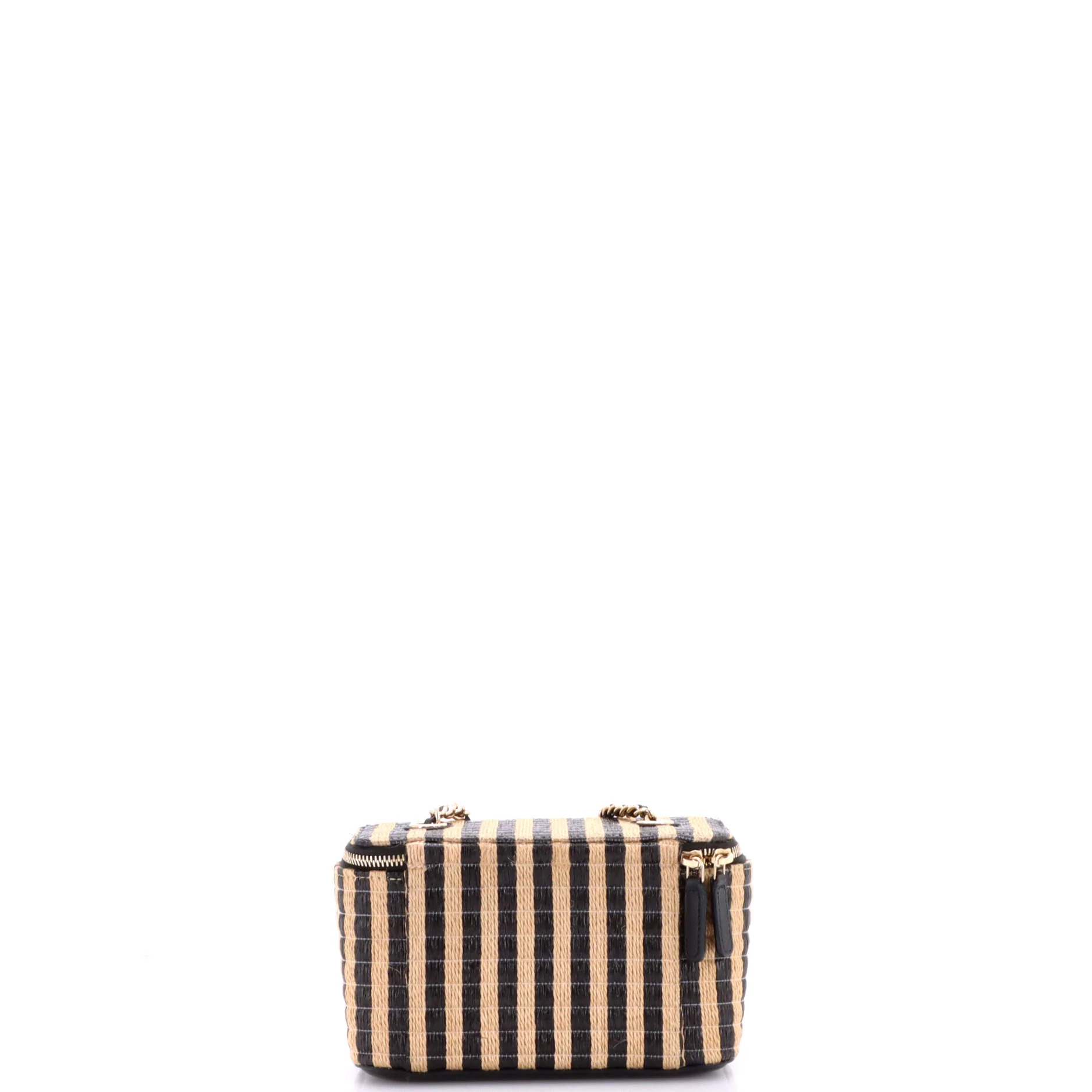 Classic Vanity Case with Chain Striped Raffia and Jute Small - Image 4